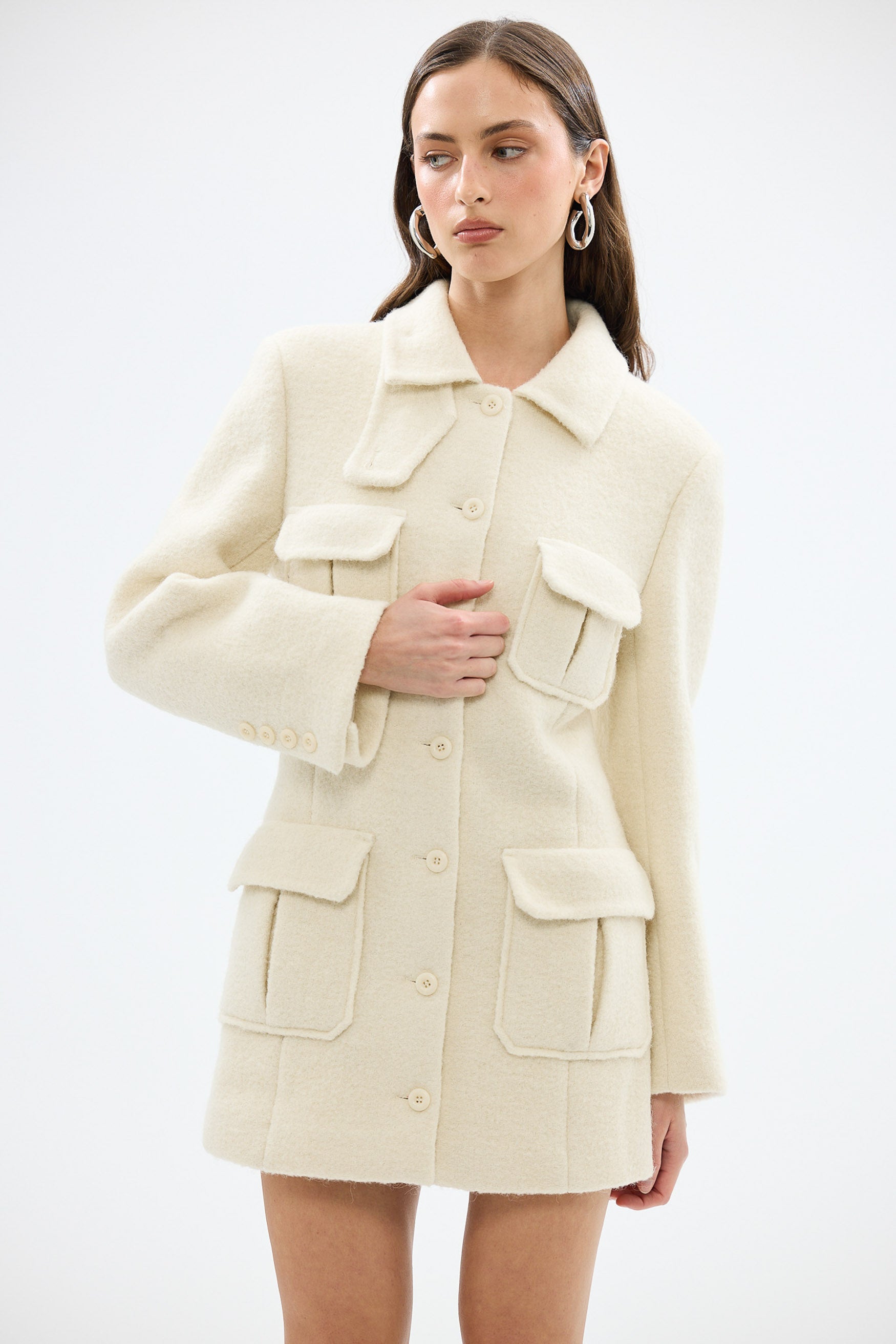 bubish Franca Wool Blazer Dress Ivory WOOL BLAZER DRESS