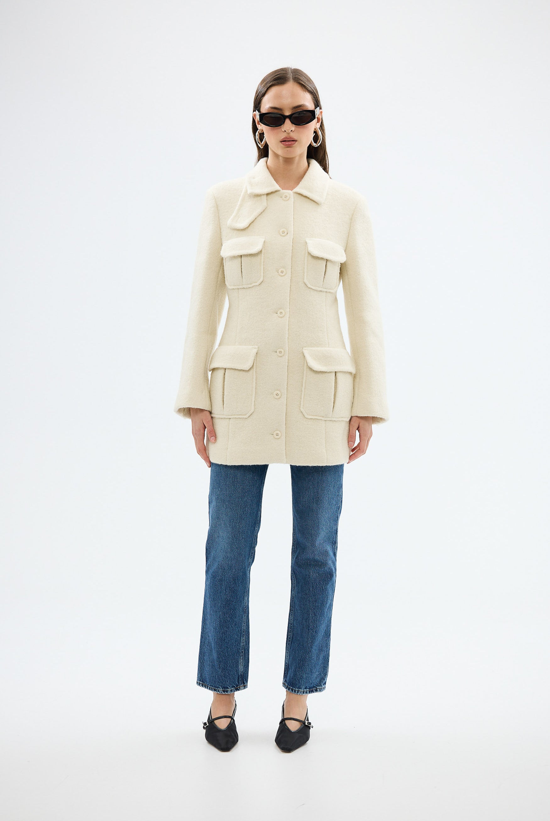 bubish Franca Wool Blazer Dress Ivory WOOL BLAZER DRESS