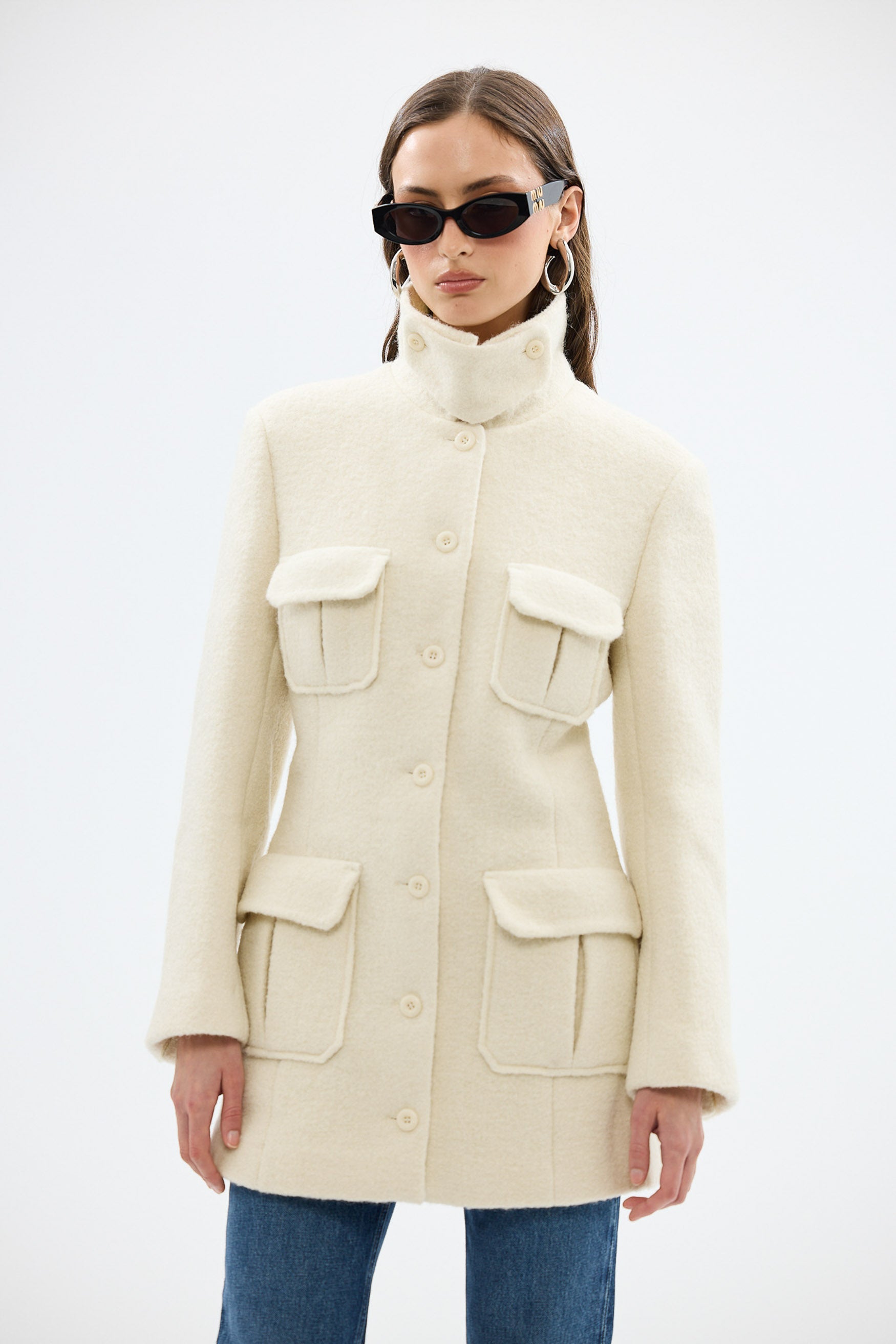 bubish Franca Wool Blazer Dress Ivory WOOL BLAZER DRESS