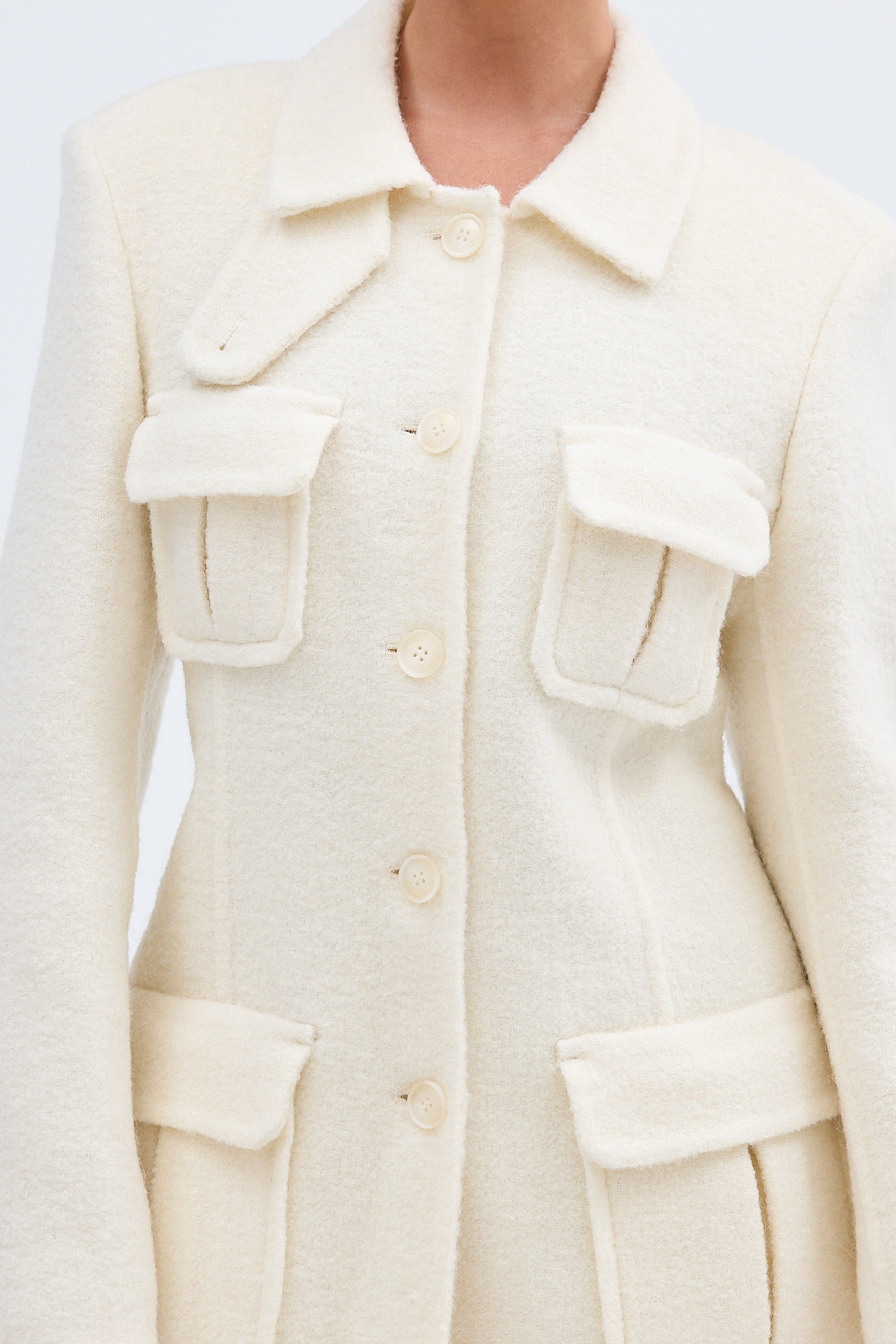 bubish Franca Wool Blazer Dress Ivory WOOL BLAZER DRESS