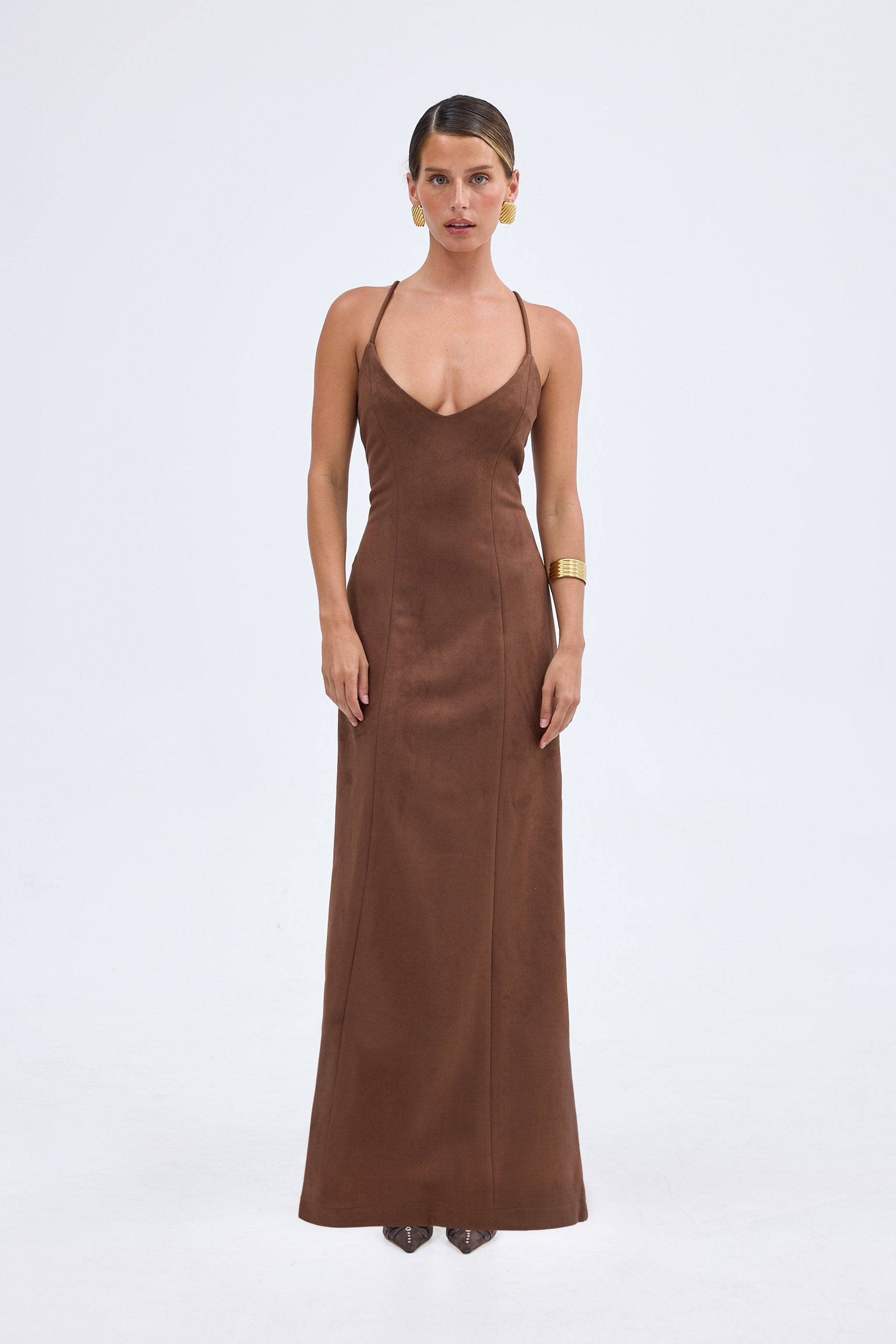 bubish Gariella Faux Suede Maxi Dress Mousse DRESS