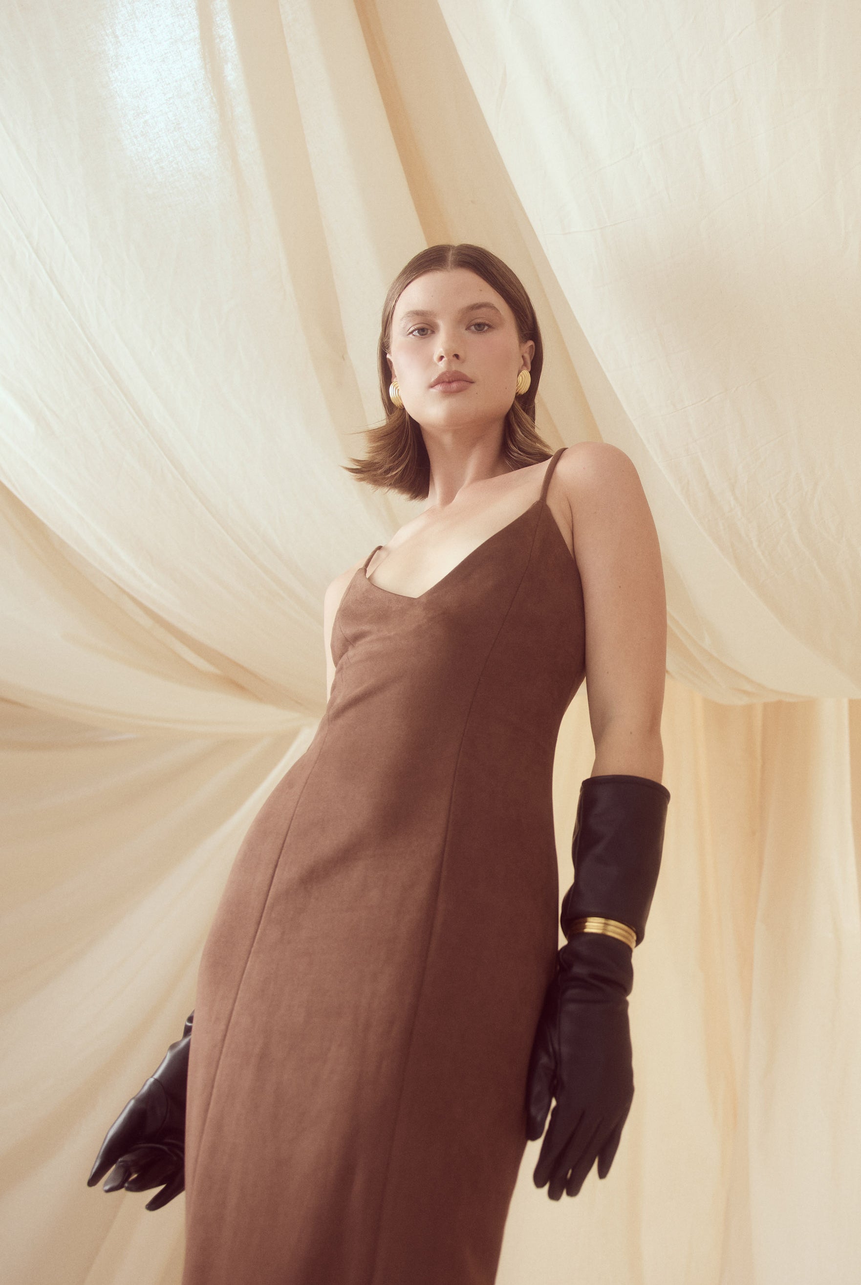 bubish Gariella Faux Suede Maxi Dress Mousse DRESS