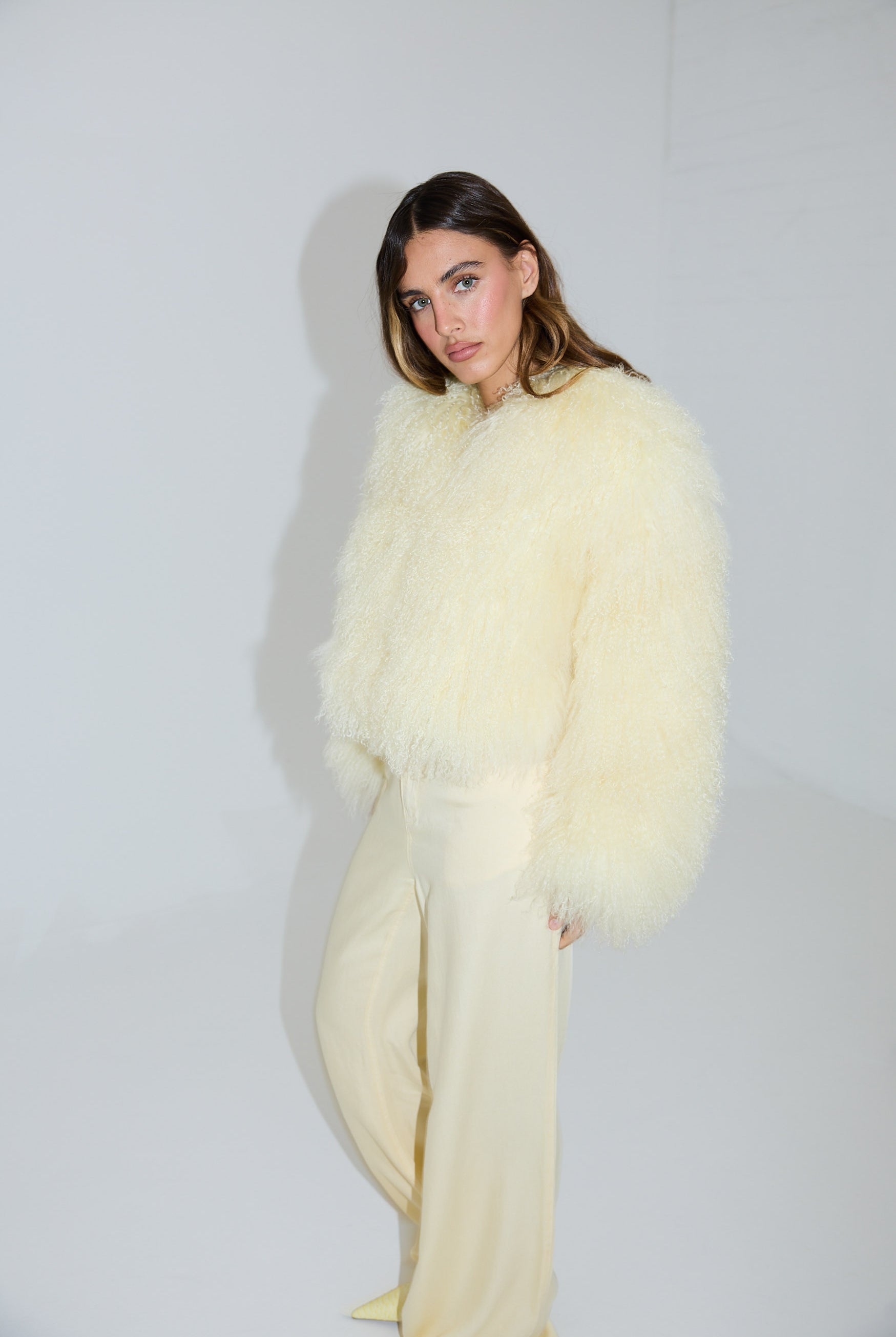 bubish Georgina Jacket Pale Yellow FUR JACKET