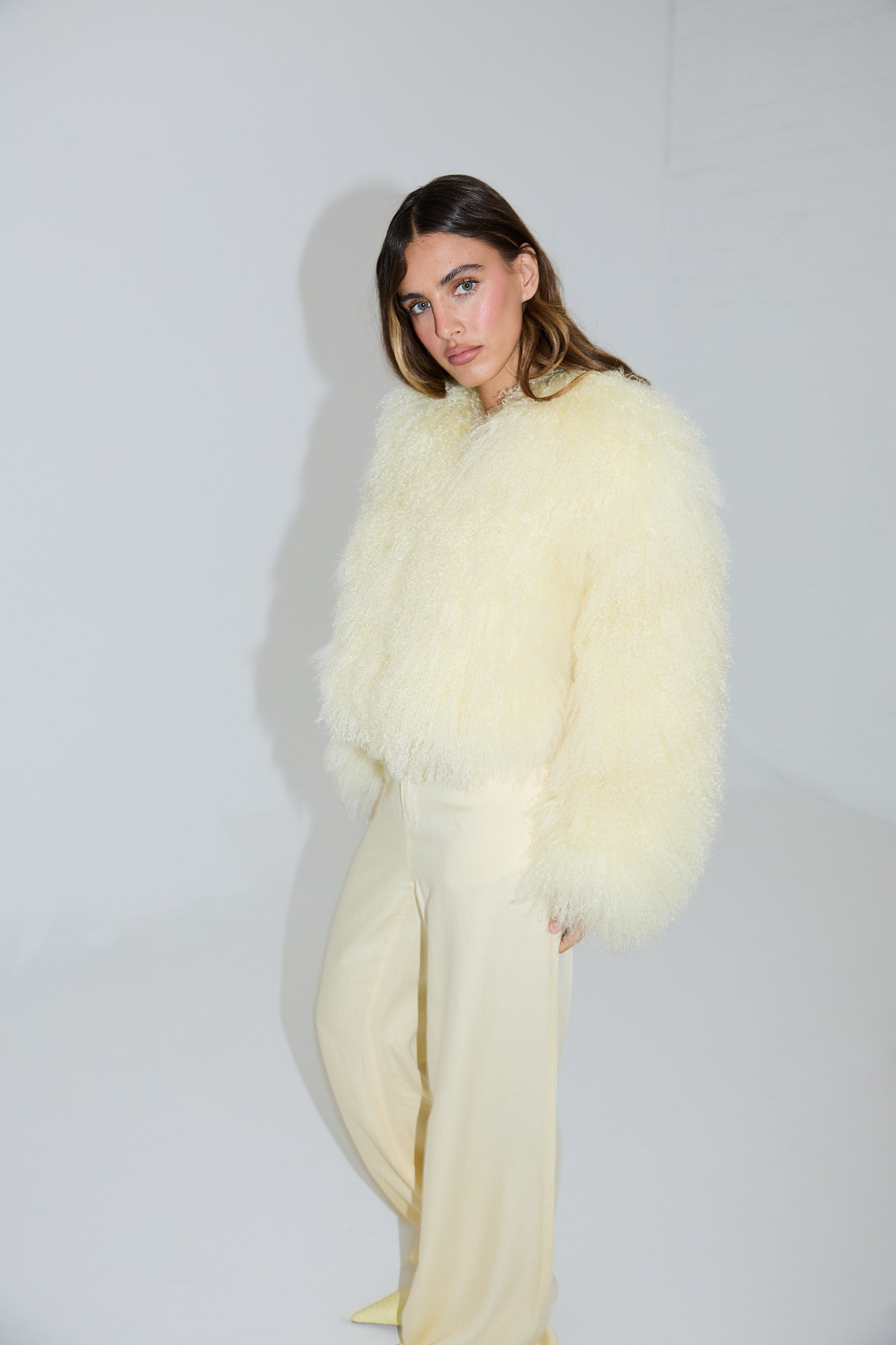 bubish Georgina Jacket Pale Yellow FUR JACKET