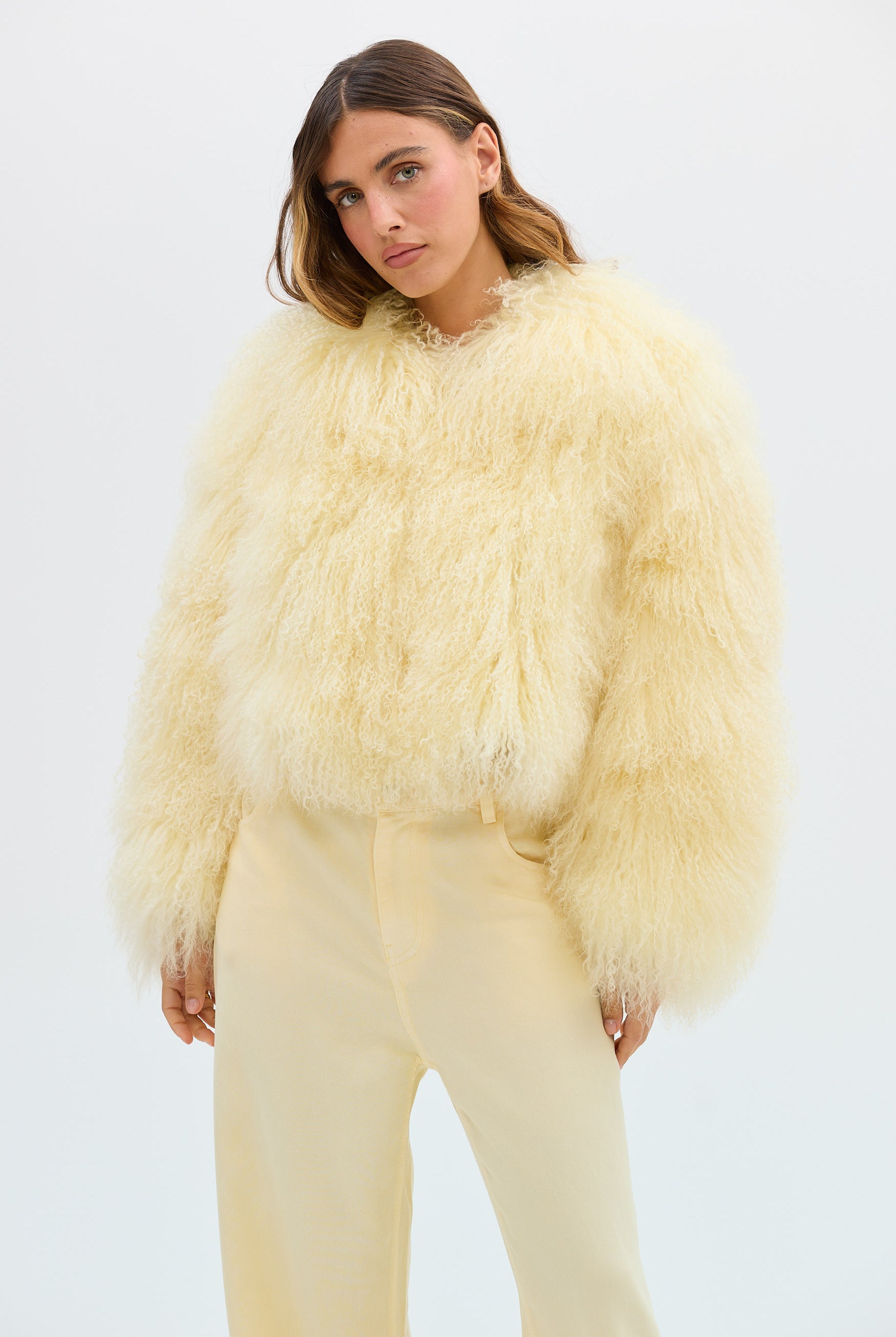 bubish Georgina Jacket Pale Yellow FUR JACKET