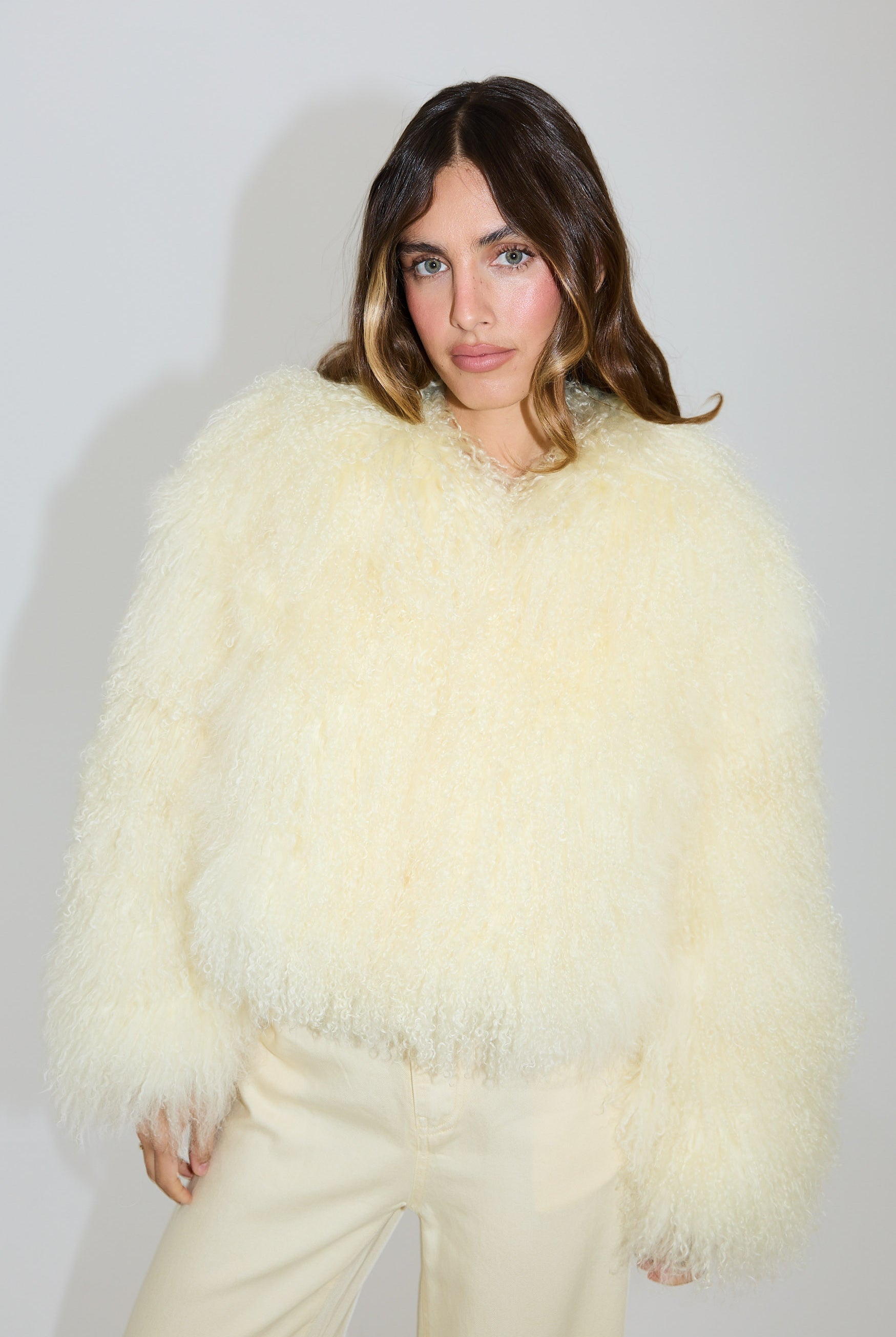 bubish Georgina Jacket Pale Yellow FUR JACKET
