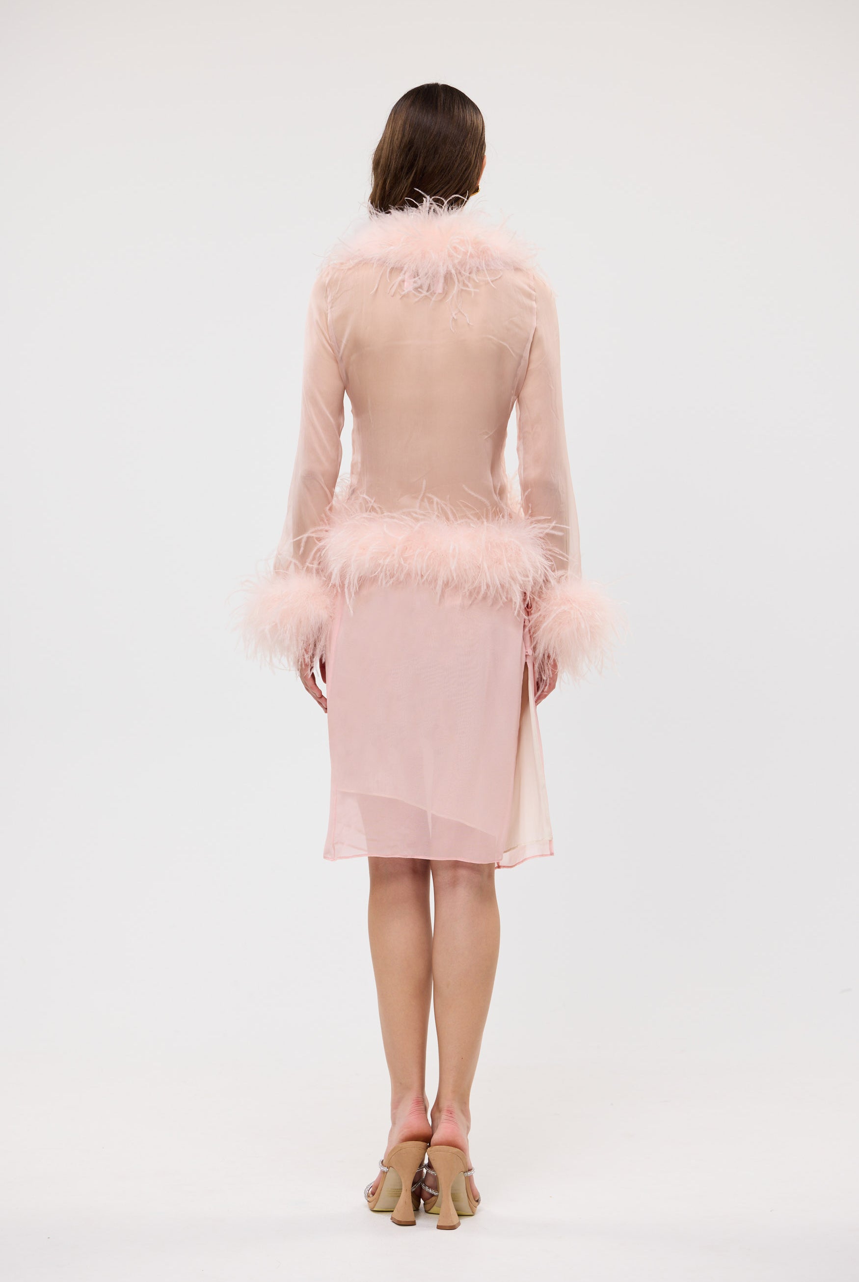 bubish Gigi Sheer Feather Blouse Blush TOPS