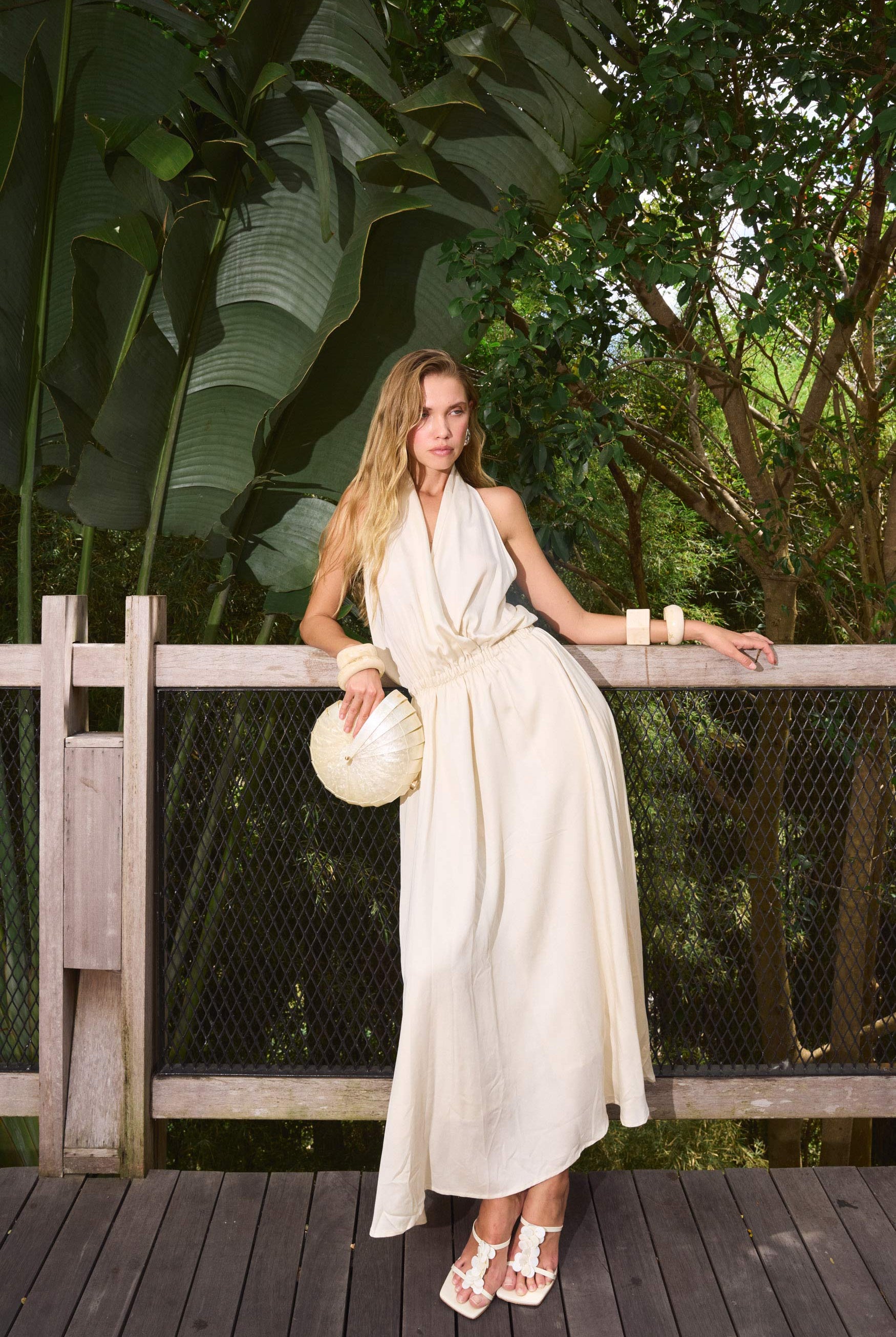 bubish Grecian Maxi Dress Ivory DRESS