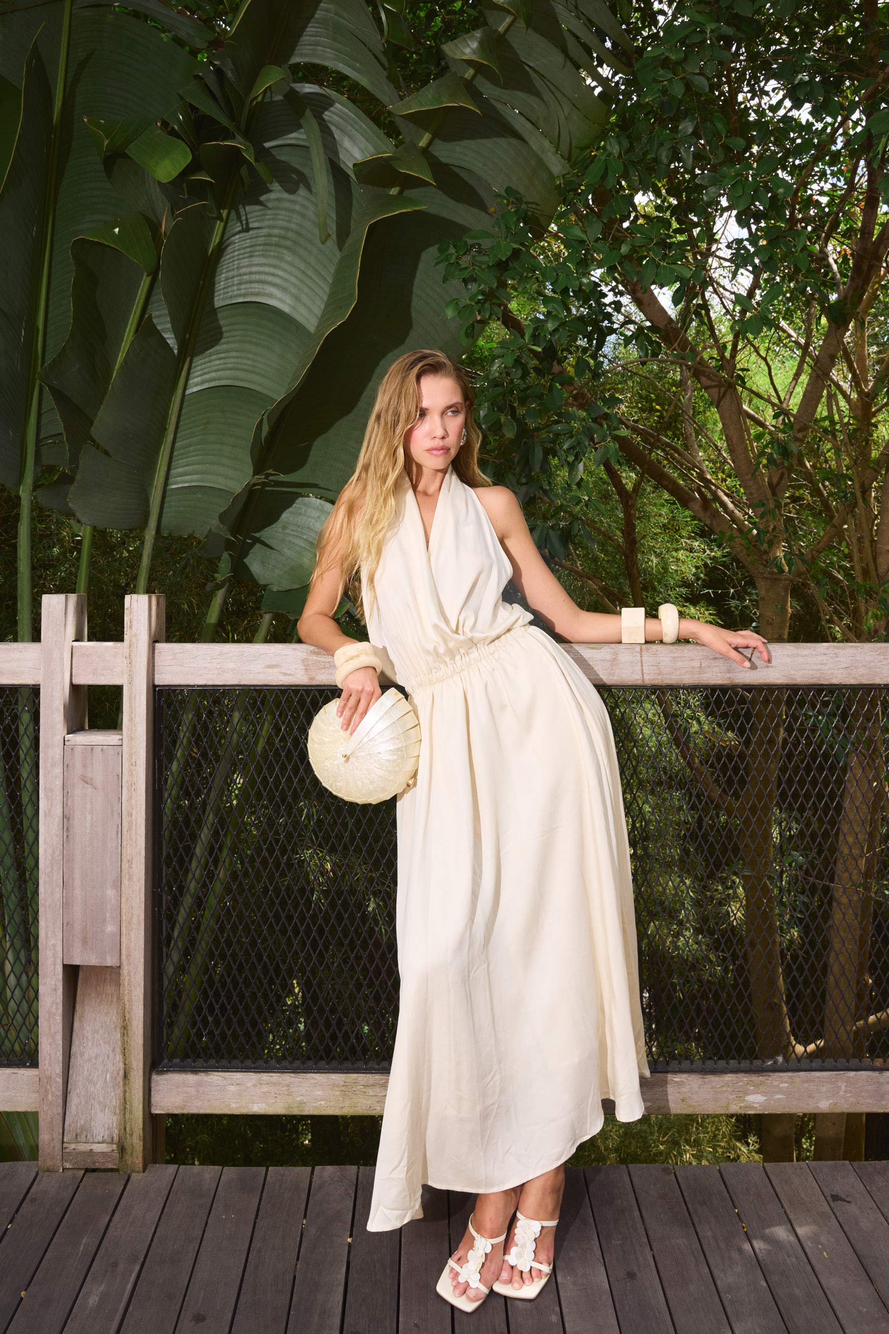 bubish Grecian Maxi Dress Ivory DRESS