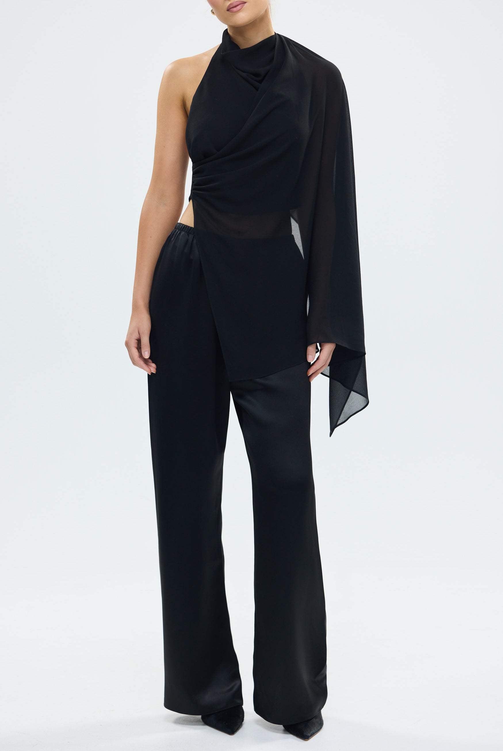 Hailey Cowl Neck Top Black PARTY OUTFIT & PARTY SETS bubish