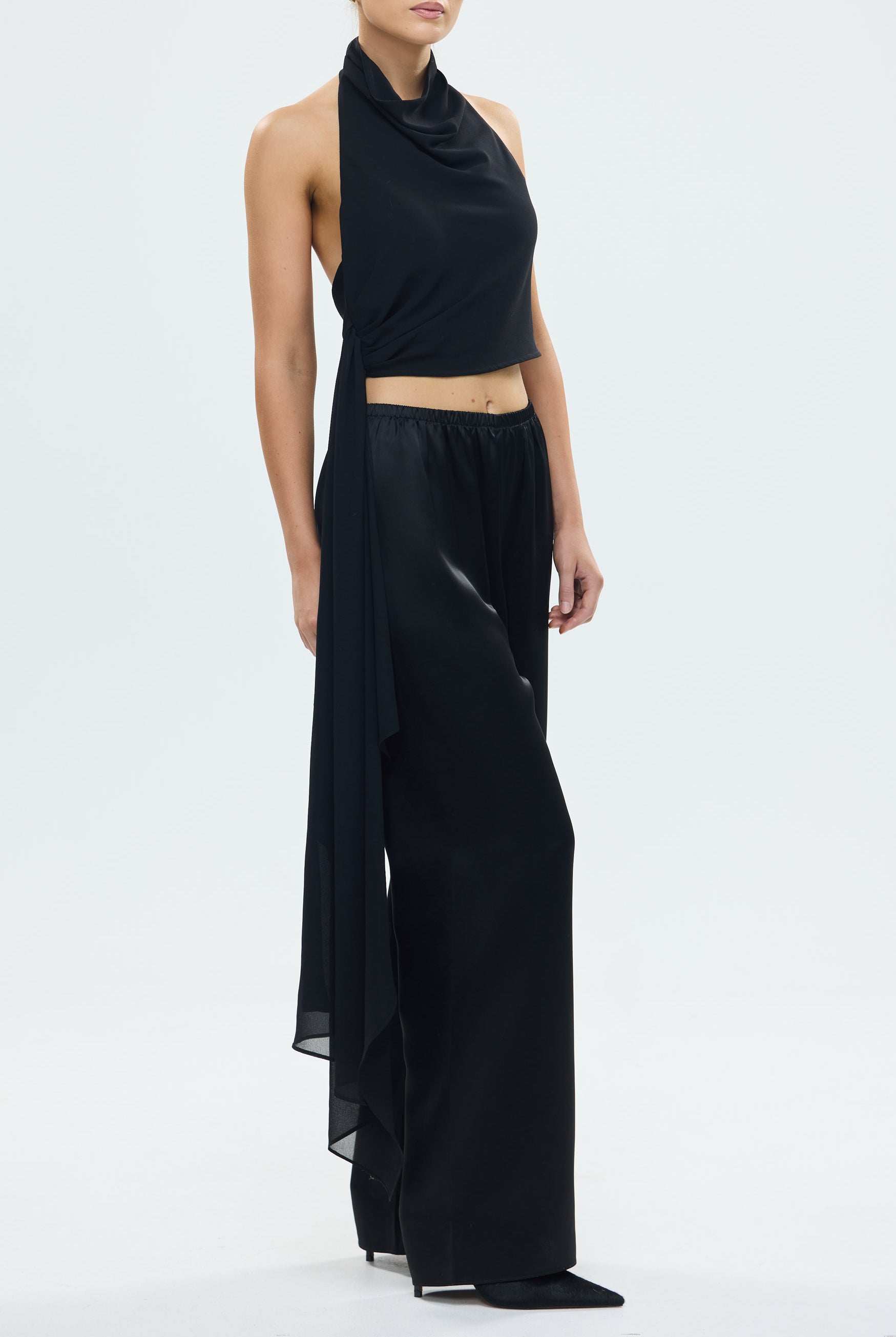 Hailey Cowl Neck Top Black PARTY OUTFIT & PARTY SETS bubish