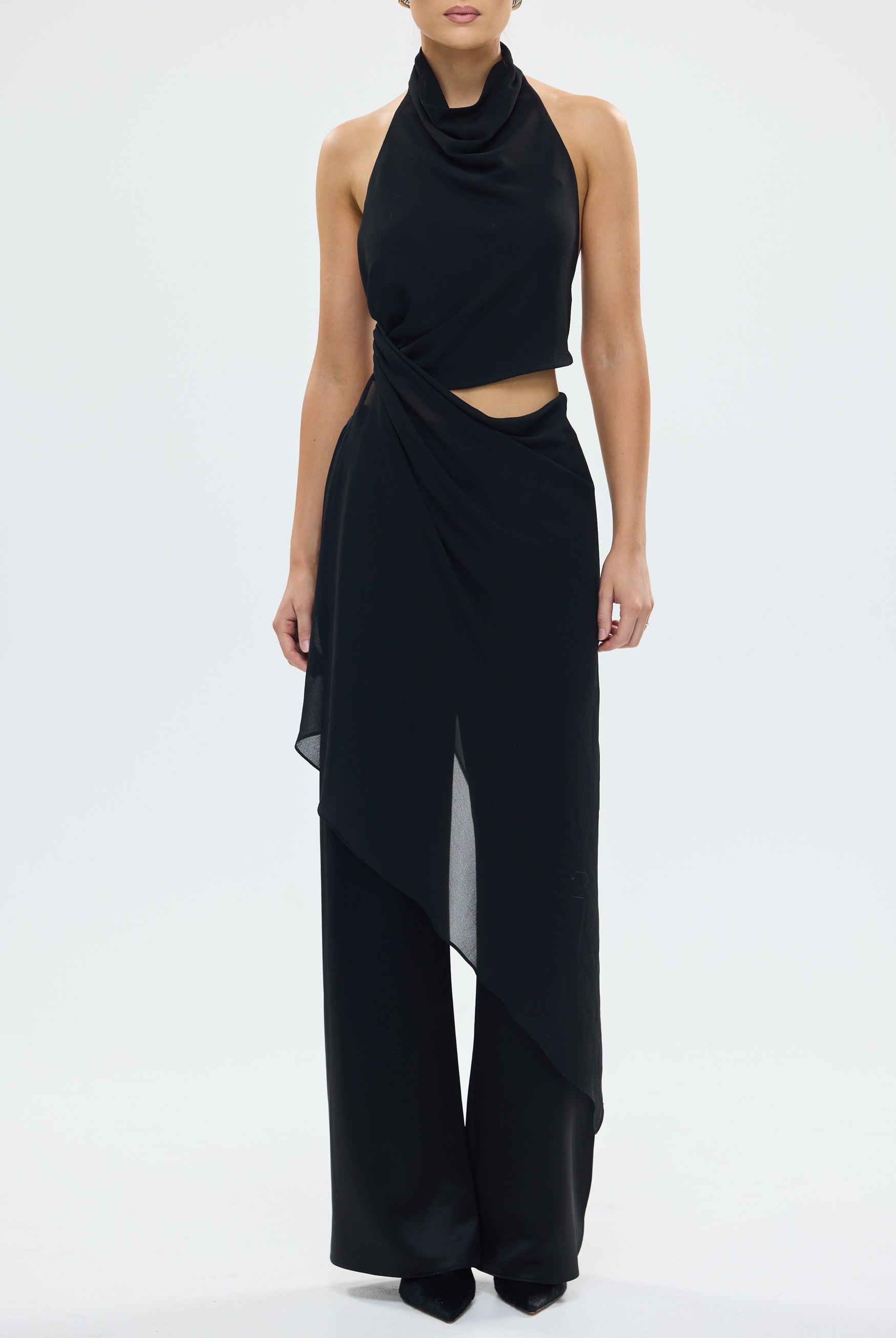 Hailey Cowl Neck Top Black PARTY OUTFIT & PARTY SETS bubish