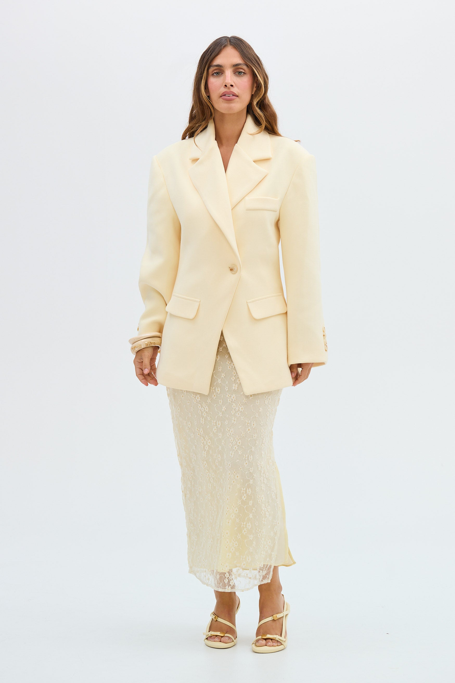 bubish Hazel Sequin Lace Skirt Pale Yellow SKIRTS