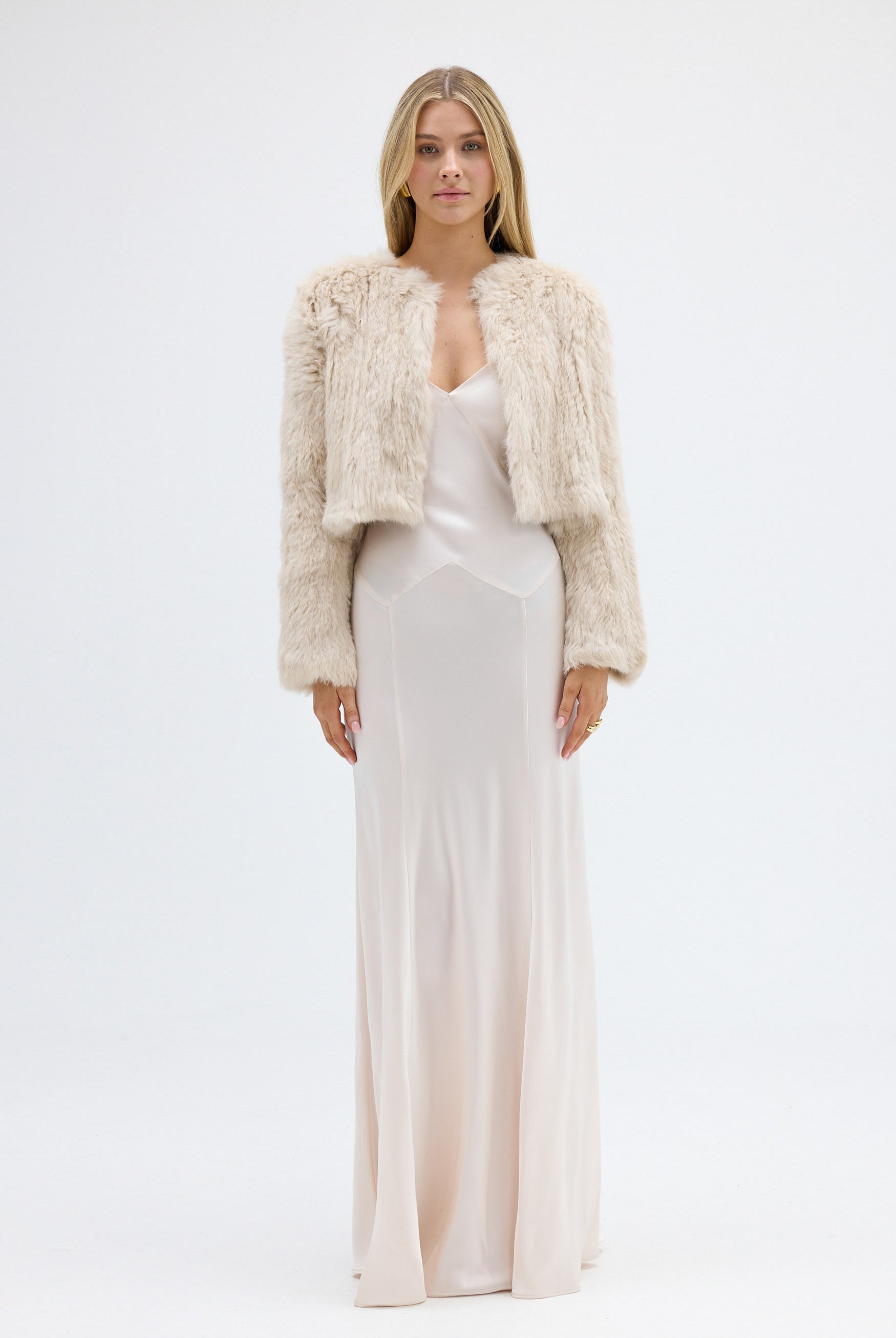 bubish Lola Crop Fur Jacket Oatmeal JACKET