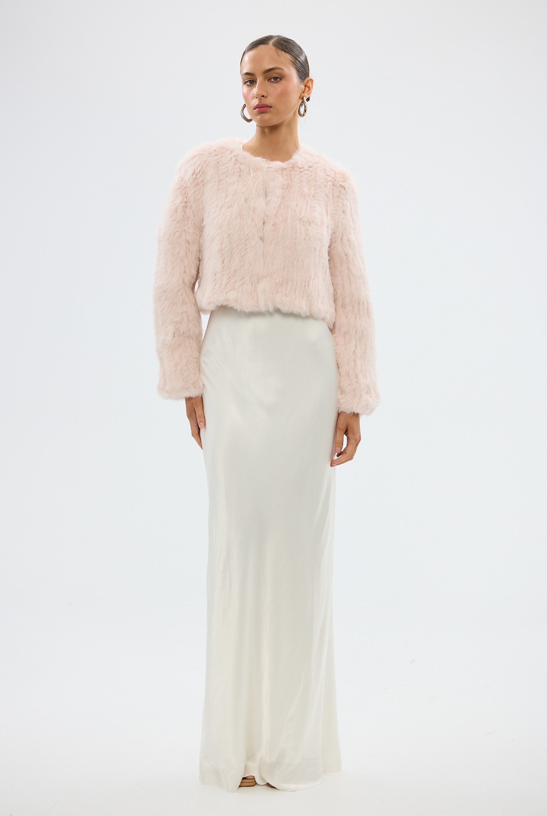 bubish Lola Crop Jacket - Baby Pink FUR JACKETS
