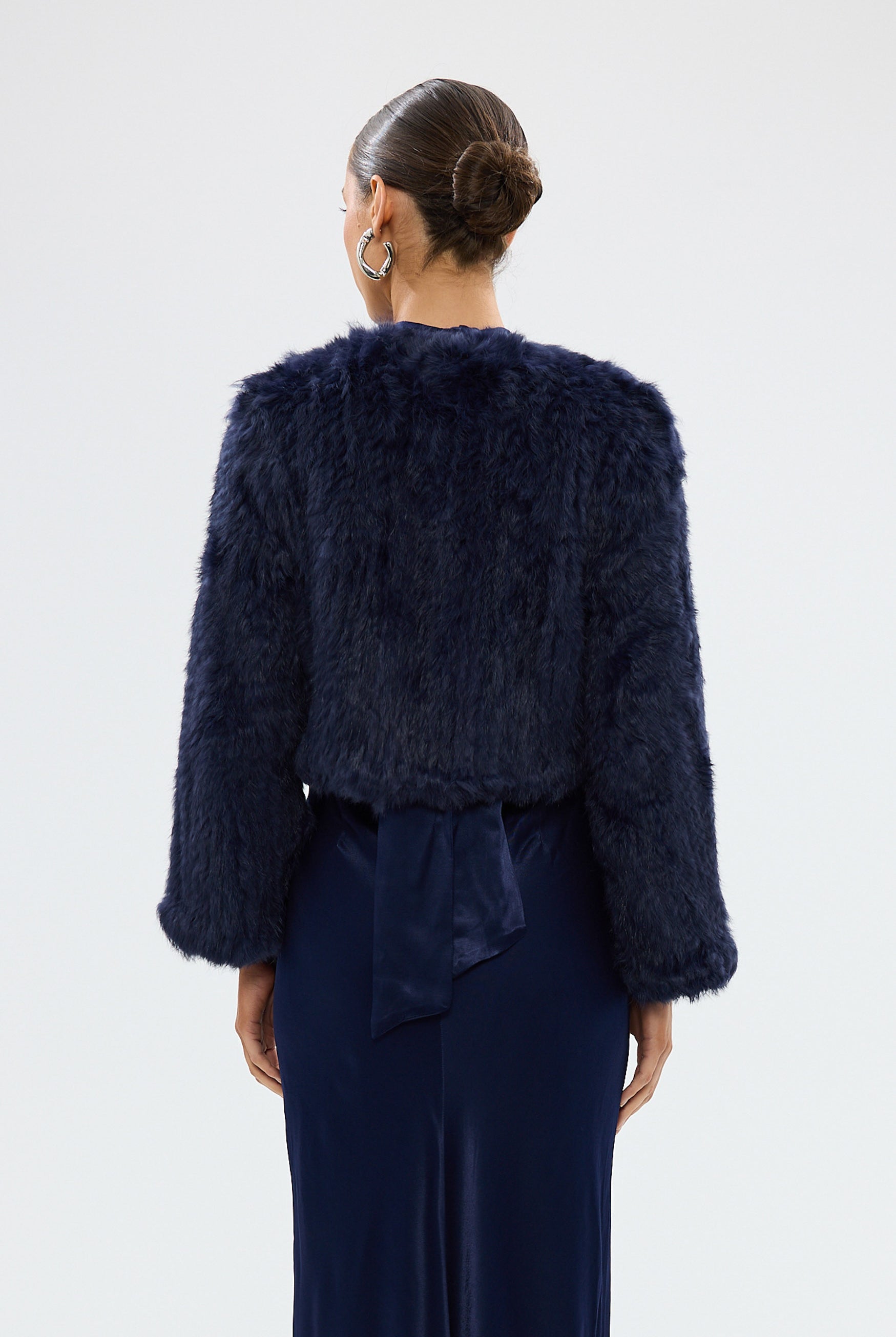 bubish Lola Crop Jacket - Navy FUR JACKETS