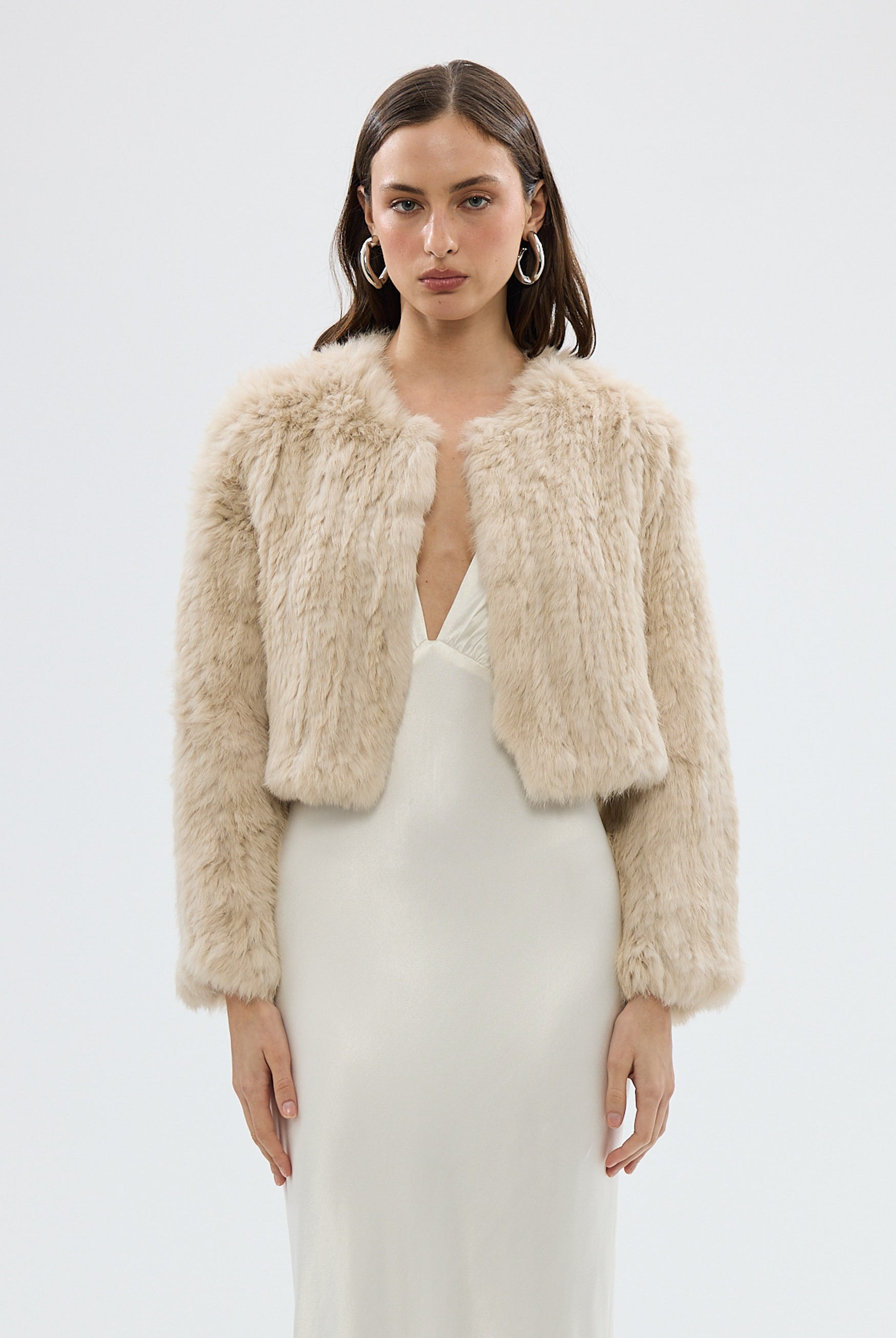 bubish Lola Crop Jacket Oatmeal FUR JACKET