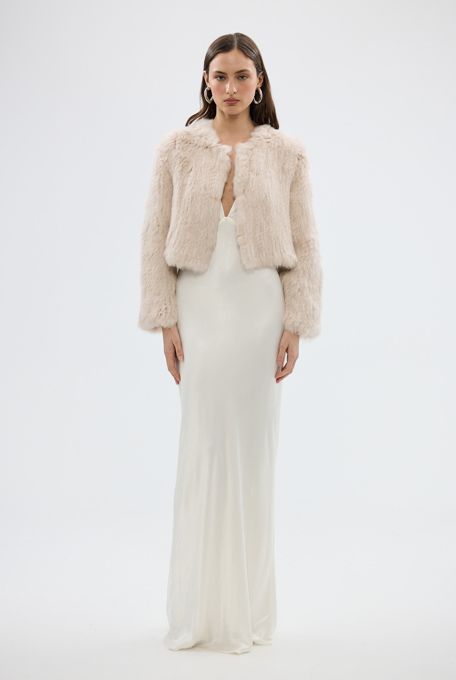 bubish Lola Crop Jacket Stone FUR JACKET