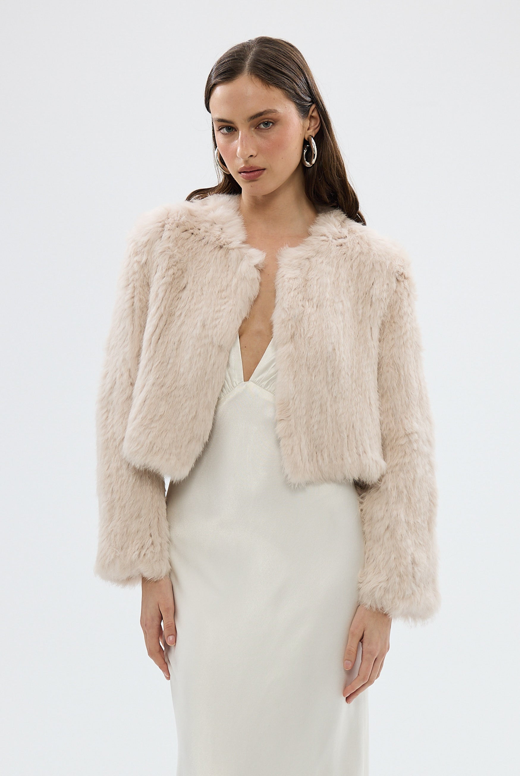 bubish Lola Crop Jacket Stone FUR JACKET