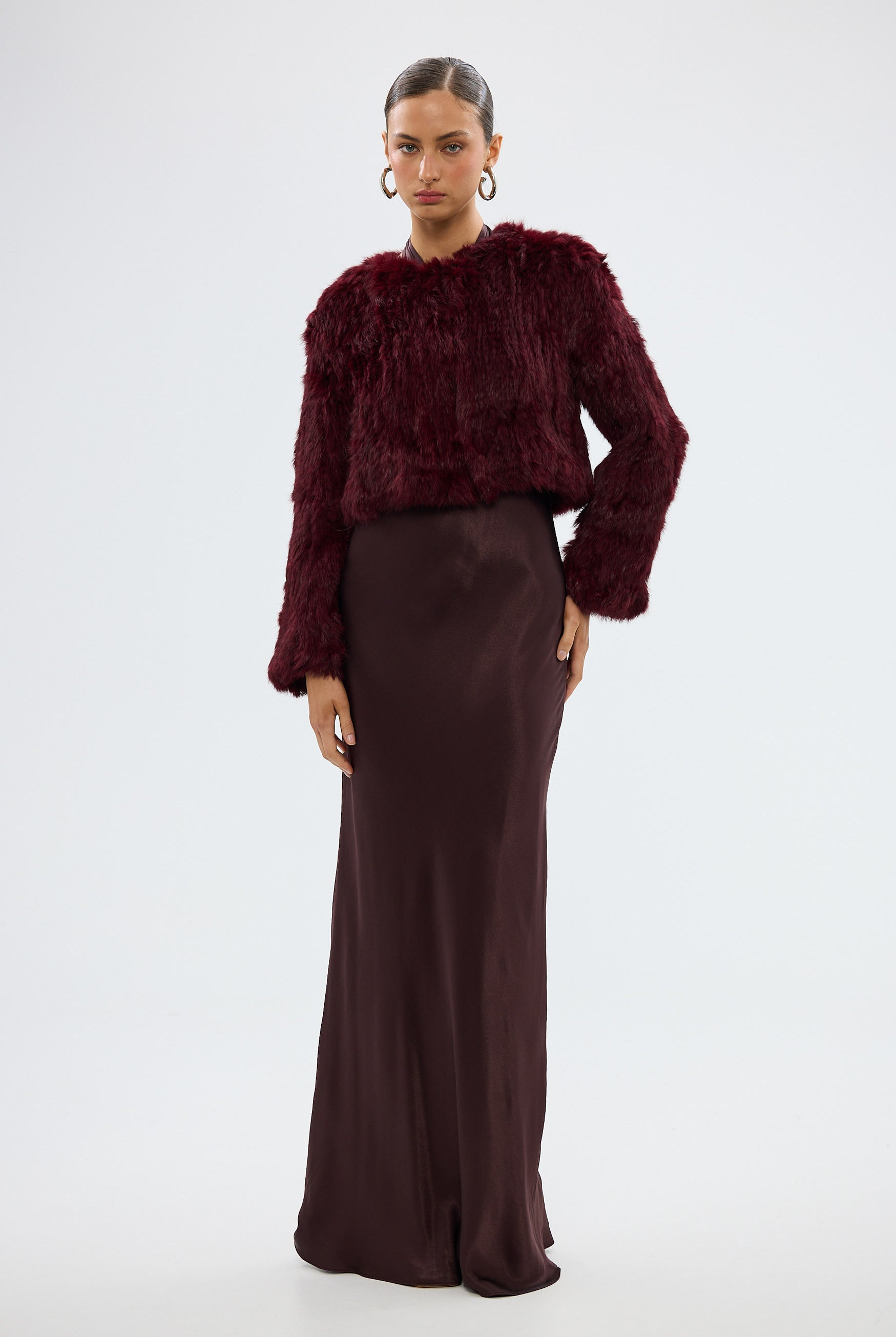 bubish Lola Crop Jacket Wine FUR JACKET