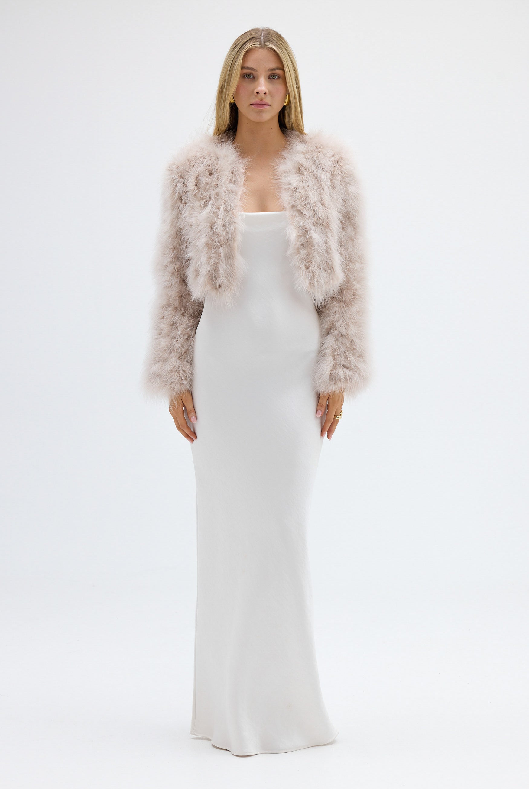 bubish Manhattan Crop Feather Jacket Blush JACKET