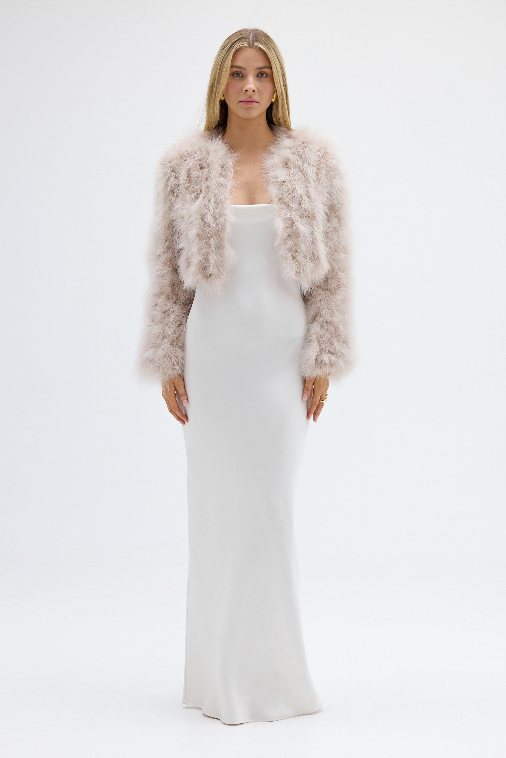 bubish Manhattan Crop Feather Jacket Blush JACKET