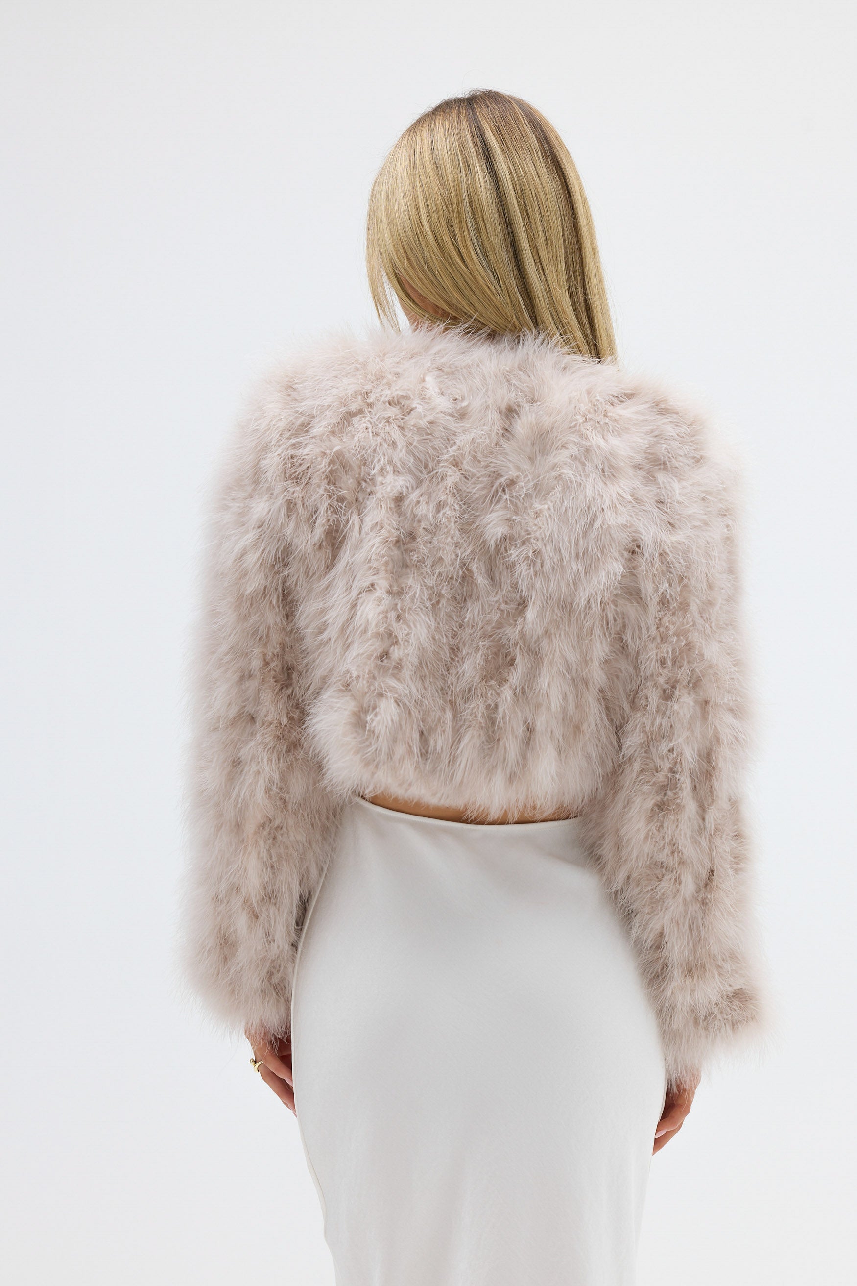 bubish Manhattan Crop Feather Jacket Blush JACKET