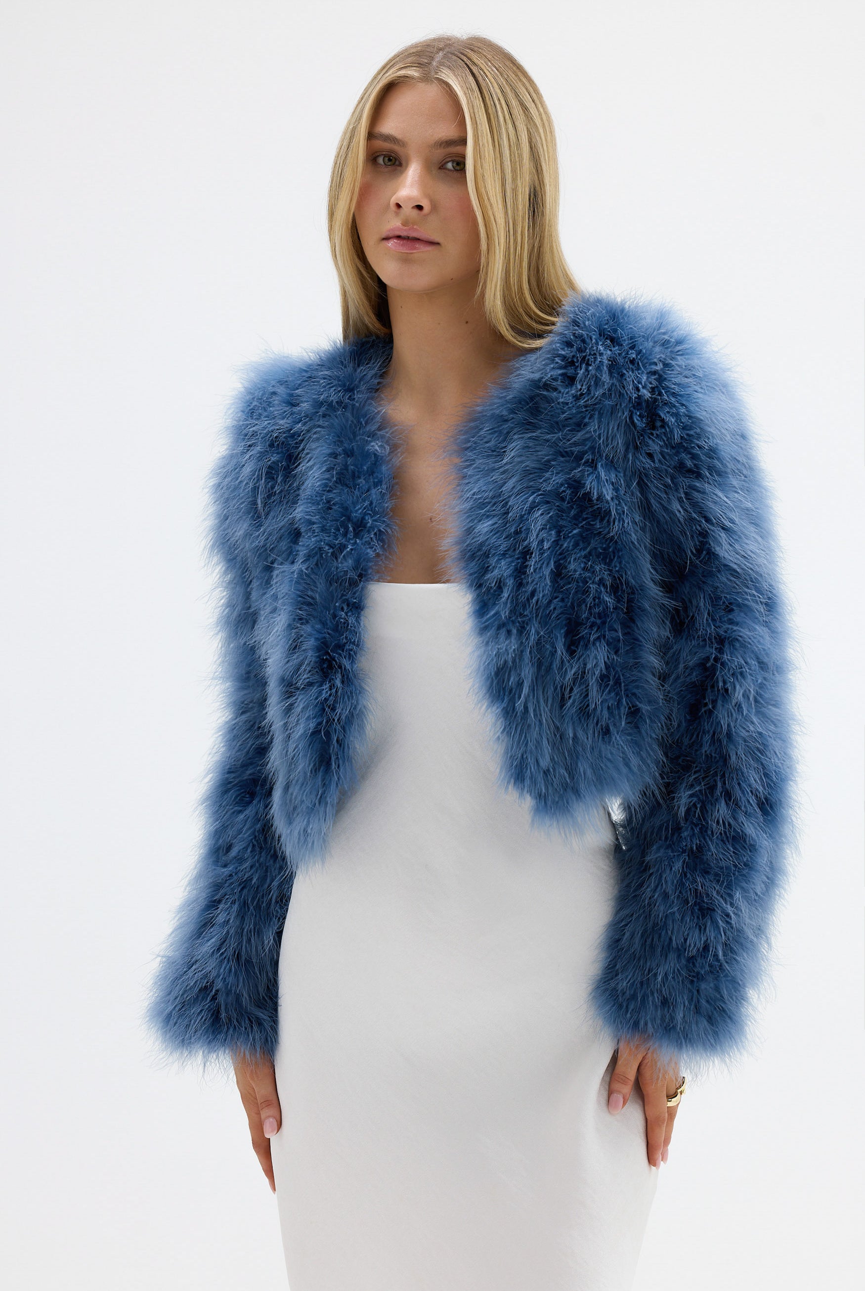 bubish Manhattan Crop Feather Jacket Denim JACKET