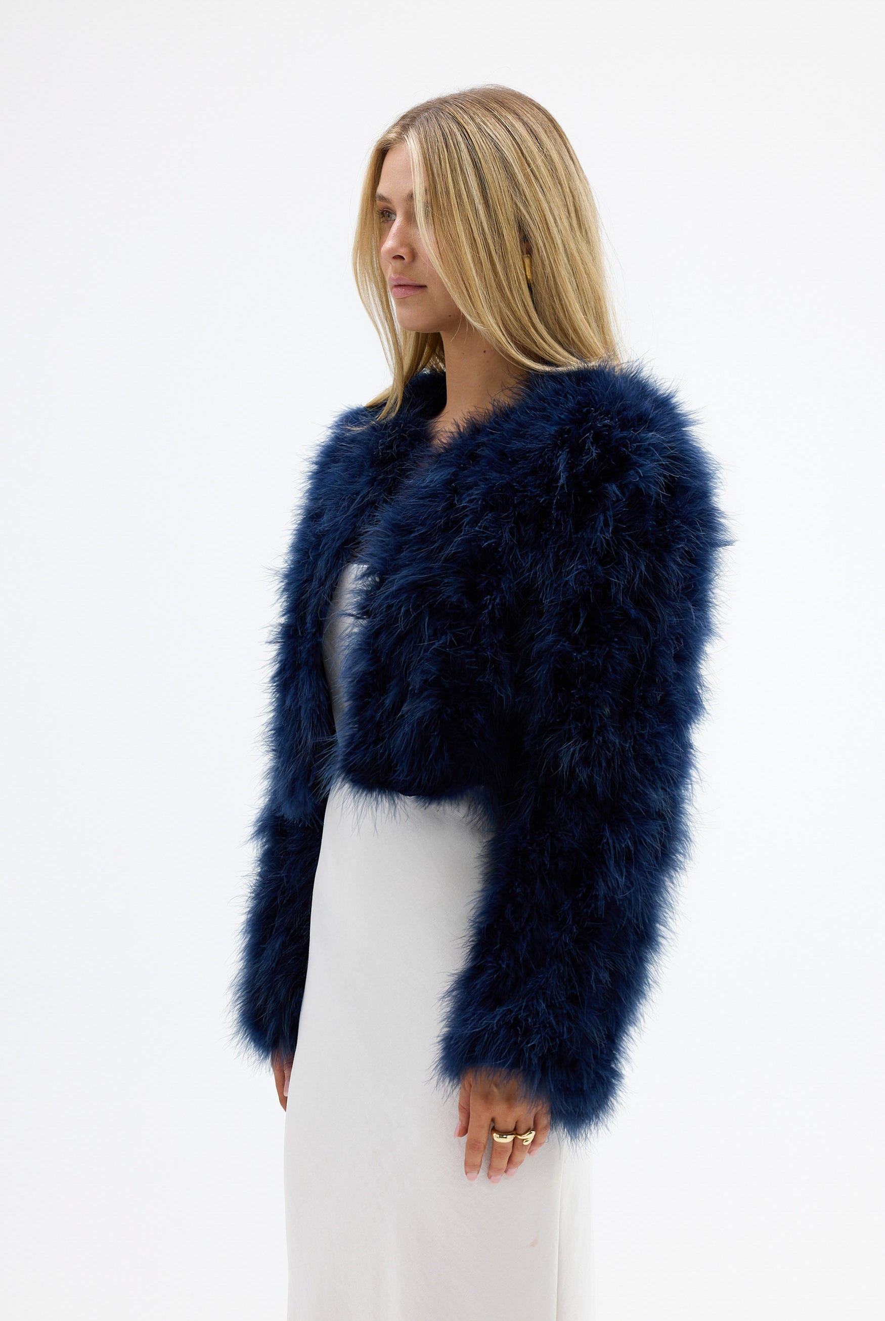bubish Manhattan Crop Feather Jacket Navy JACKET