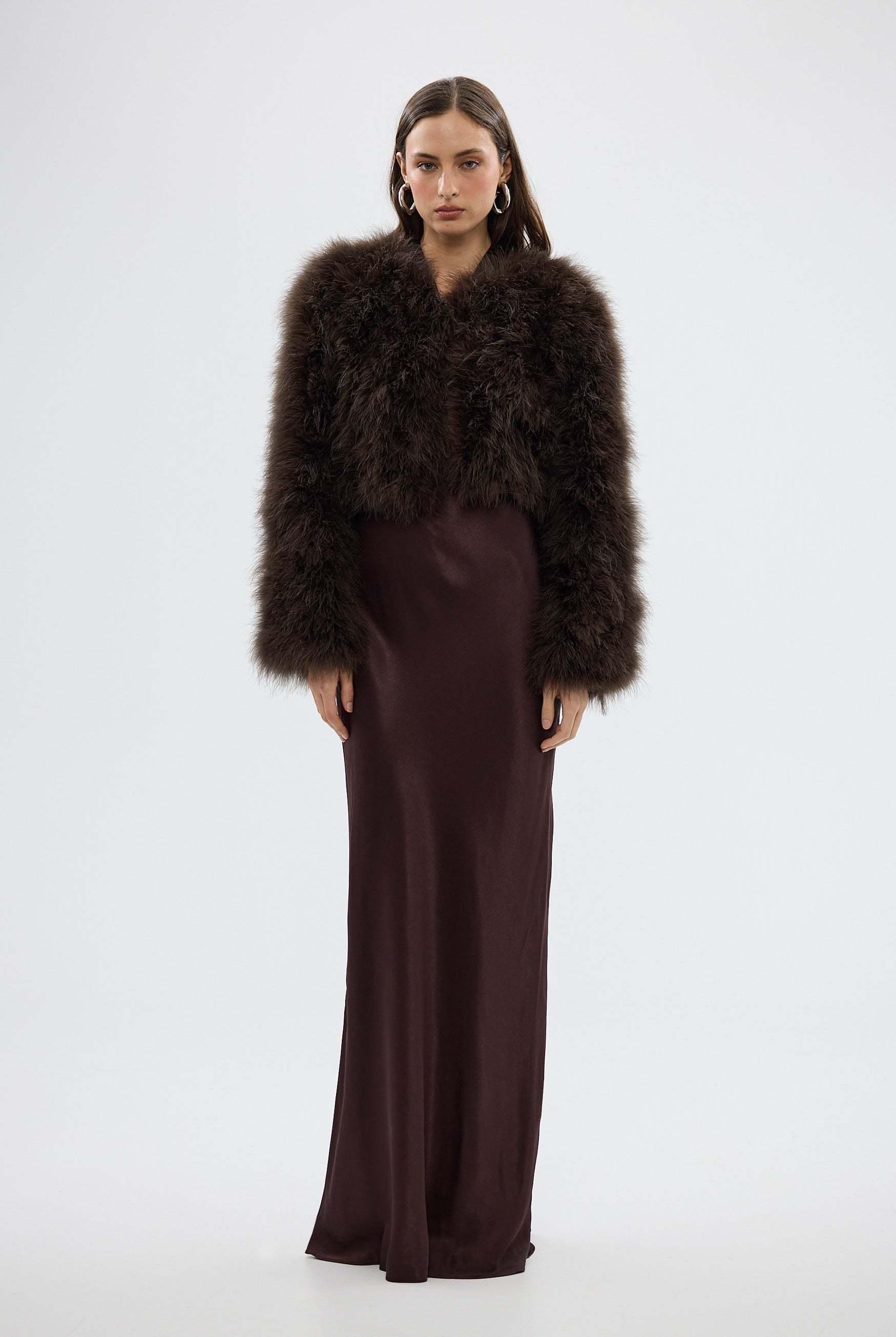 bubish Manhattan Crop Jacket Chocolate FEATHER JACKET