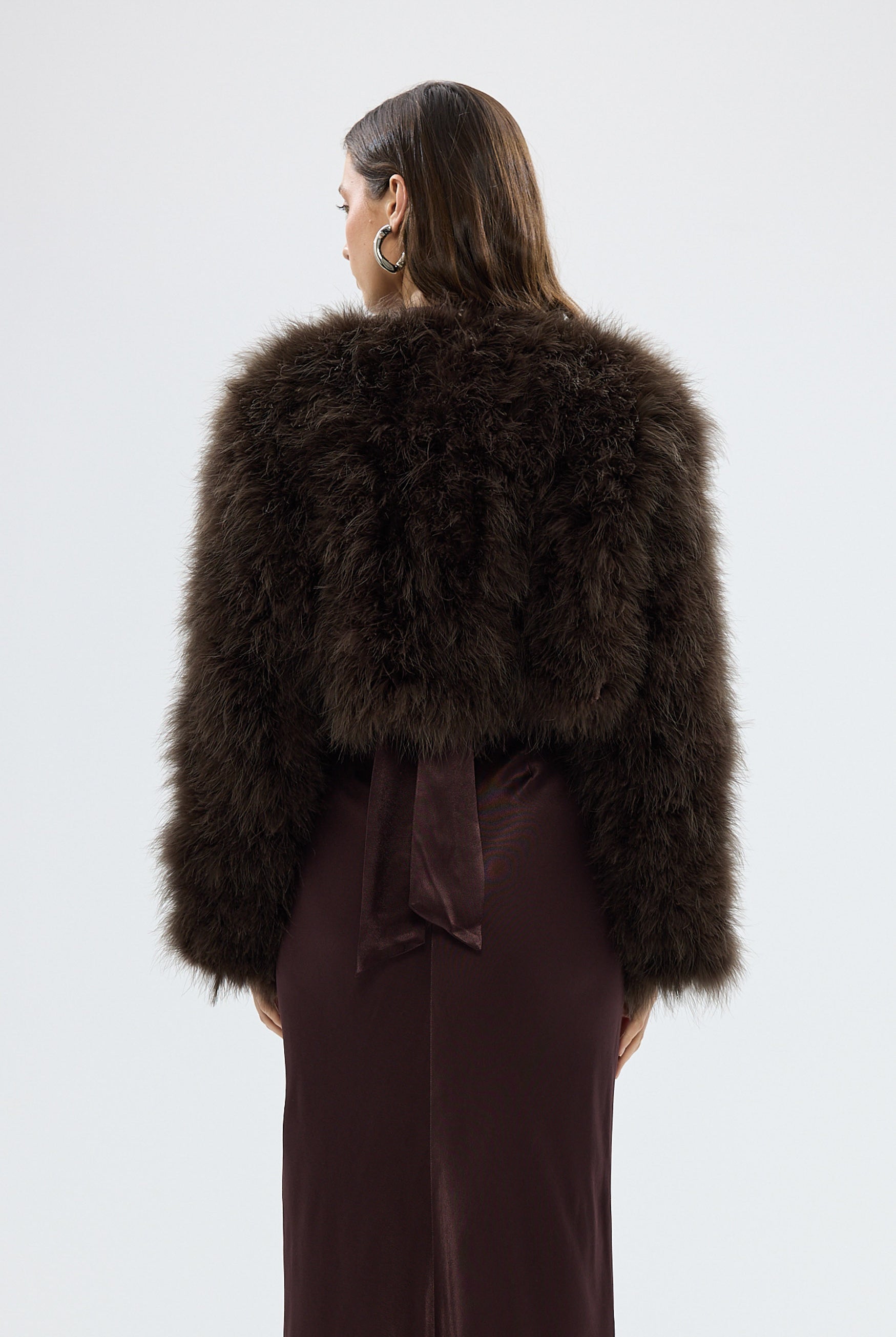 bubish Manhattan Crop Jacket Chocolate FEATHER JACKET