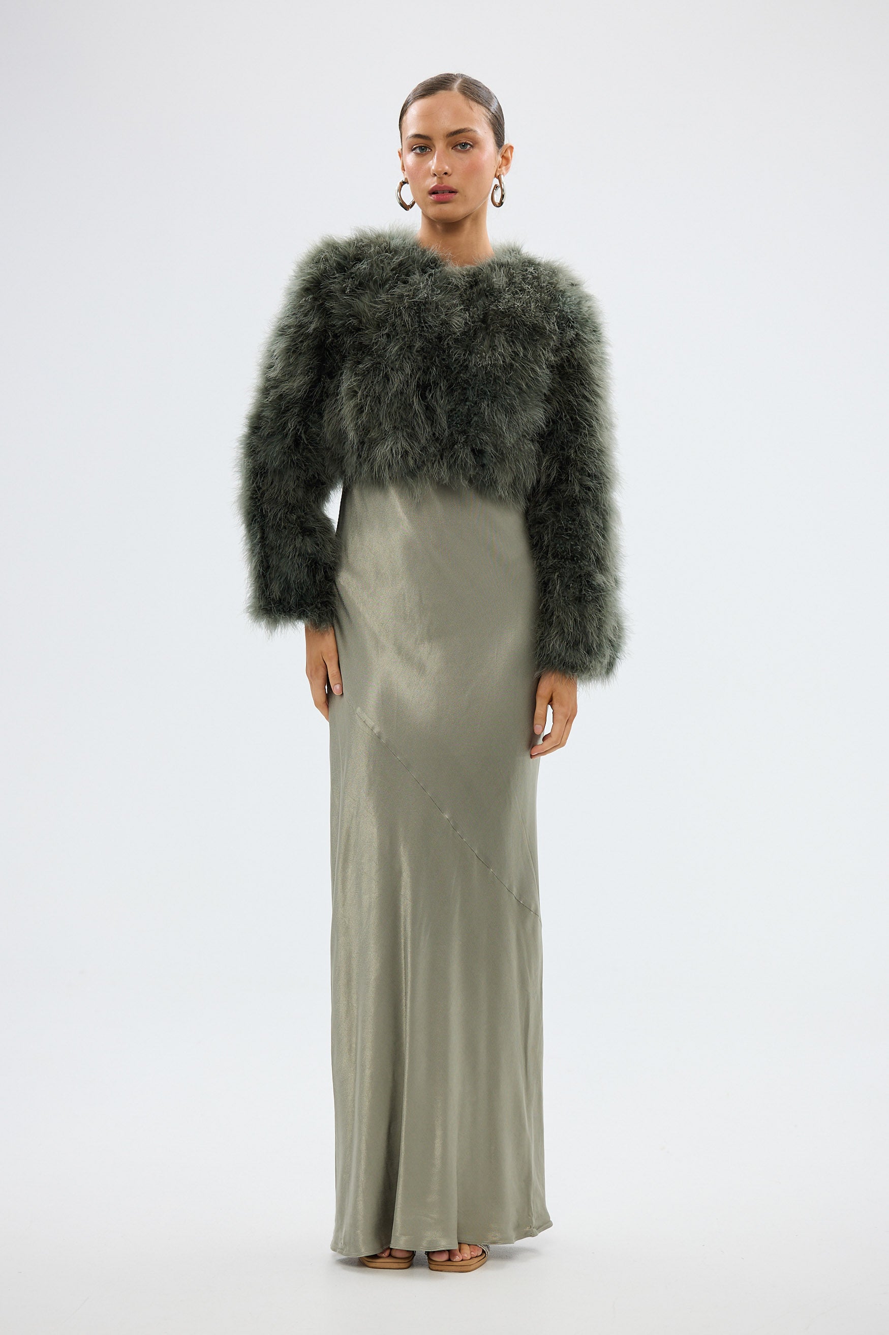 bubish Manhattan Crop Jacket Forest Green FEATHER JACKETS