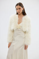 bubish Manhattan Crop Feather Jacket Ivory JACKET