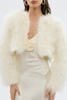 bubish Manhattan Crop Feather Jacket Ivory JACKET