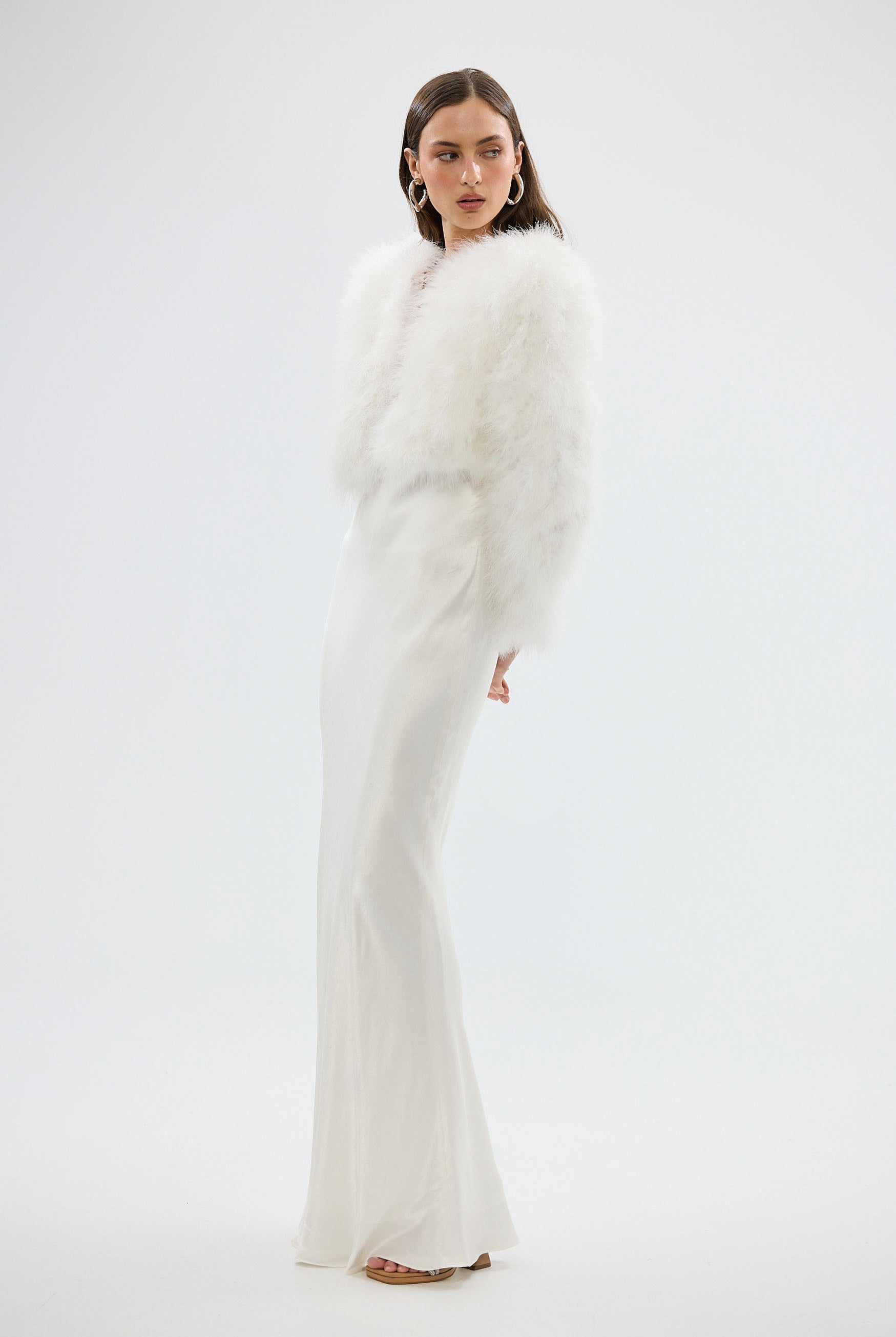 Manhattan Crop Jacket - White FEATHER JACKET