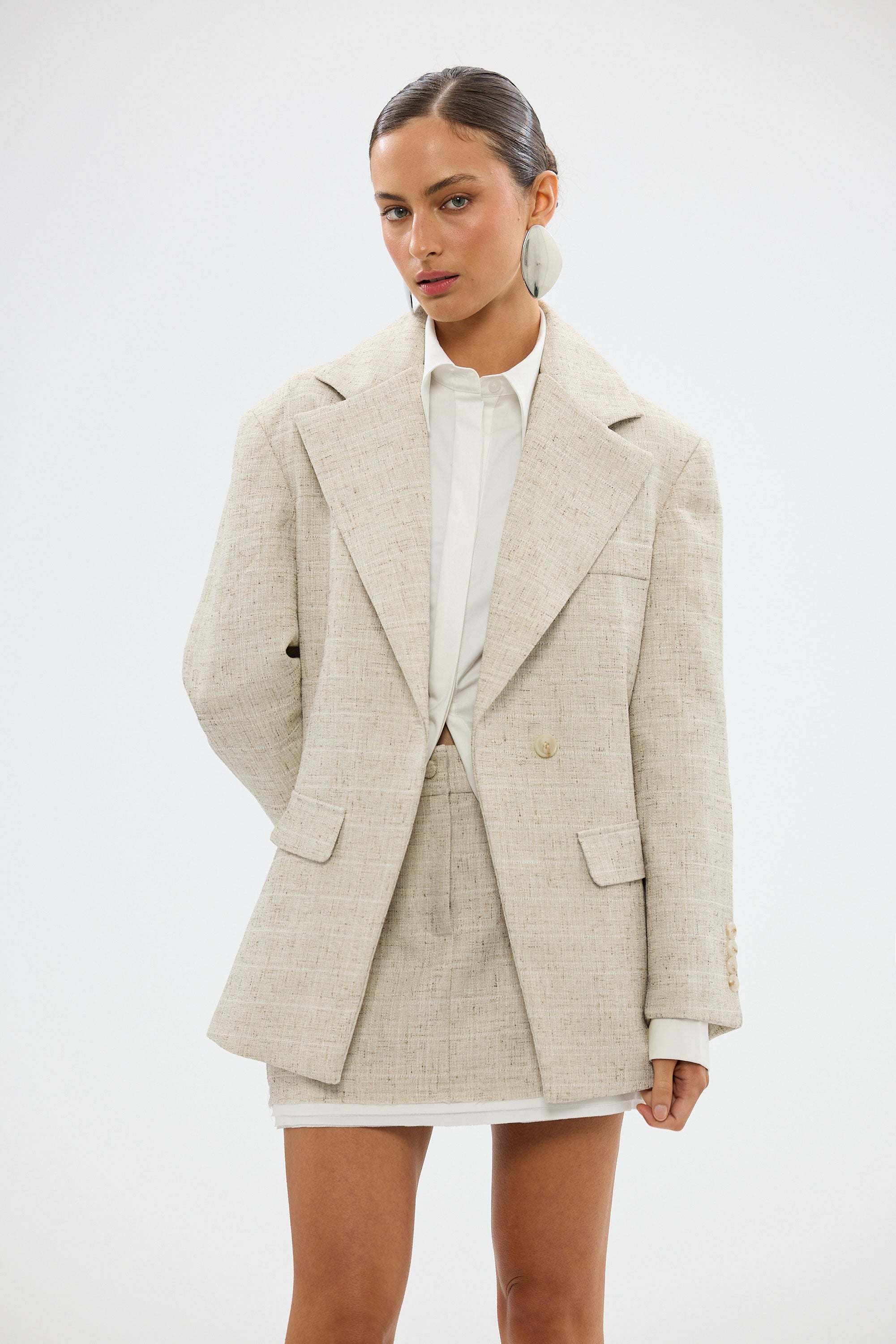 bubish Mattie Cinched Blazer - Natural MINI SKIRT