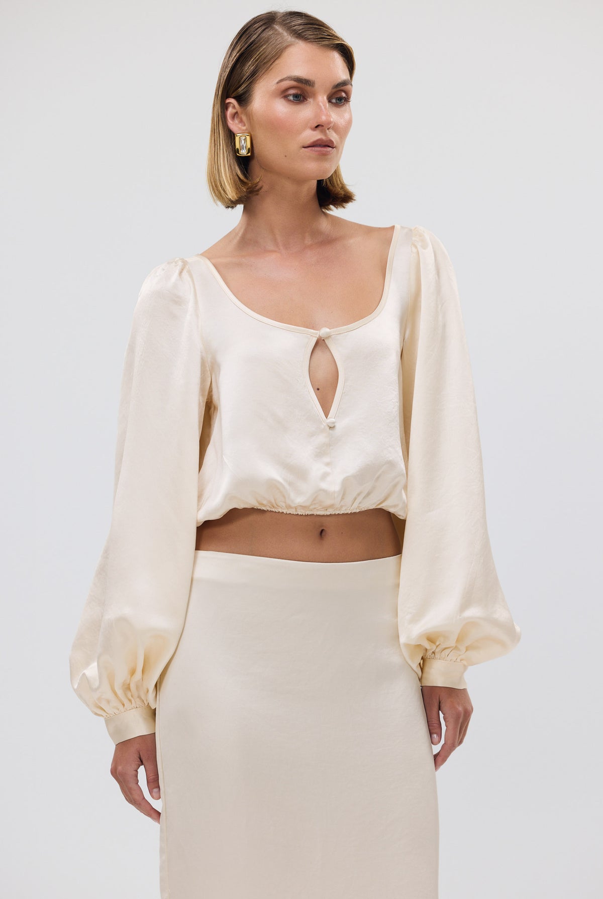 bubish Penelope Cropped Blouse Ivory CROPPED PARTY TOP