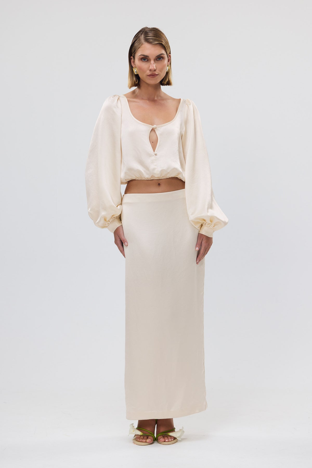 bubish Penelope Cropped Blouse Ivory CROPPED PARTY TOP