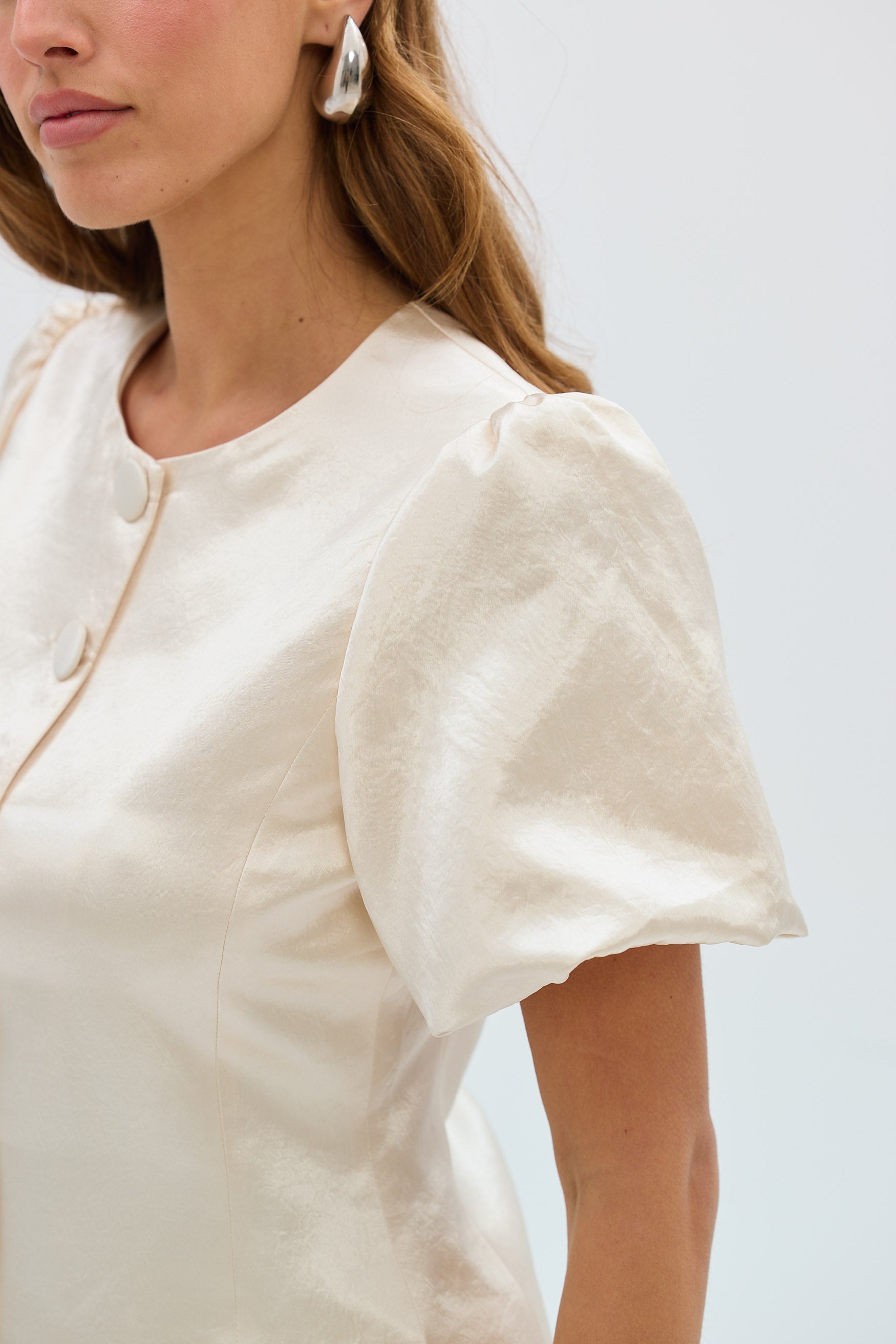 bubish Poppy Bubble Sleeve Blouse Ivory TOP