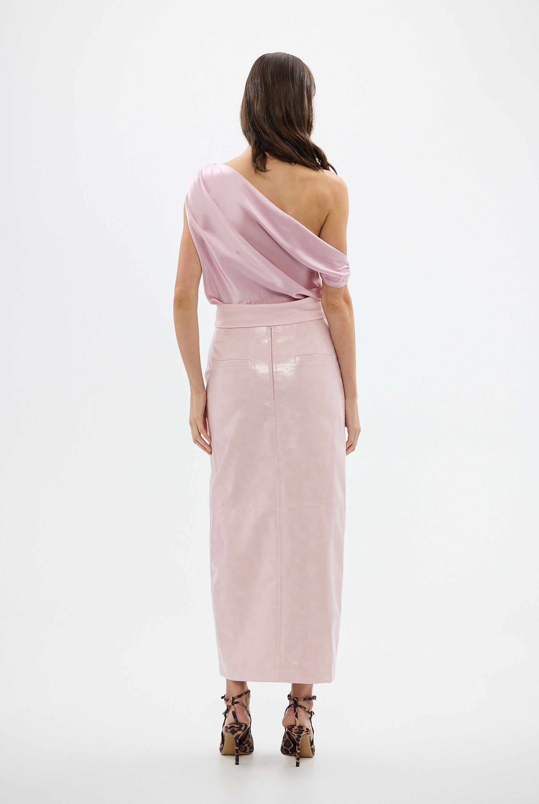bubish Raye Maxi Skirt Ice Pink FAUX LEATHER SKIRT