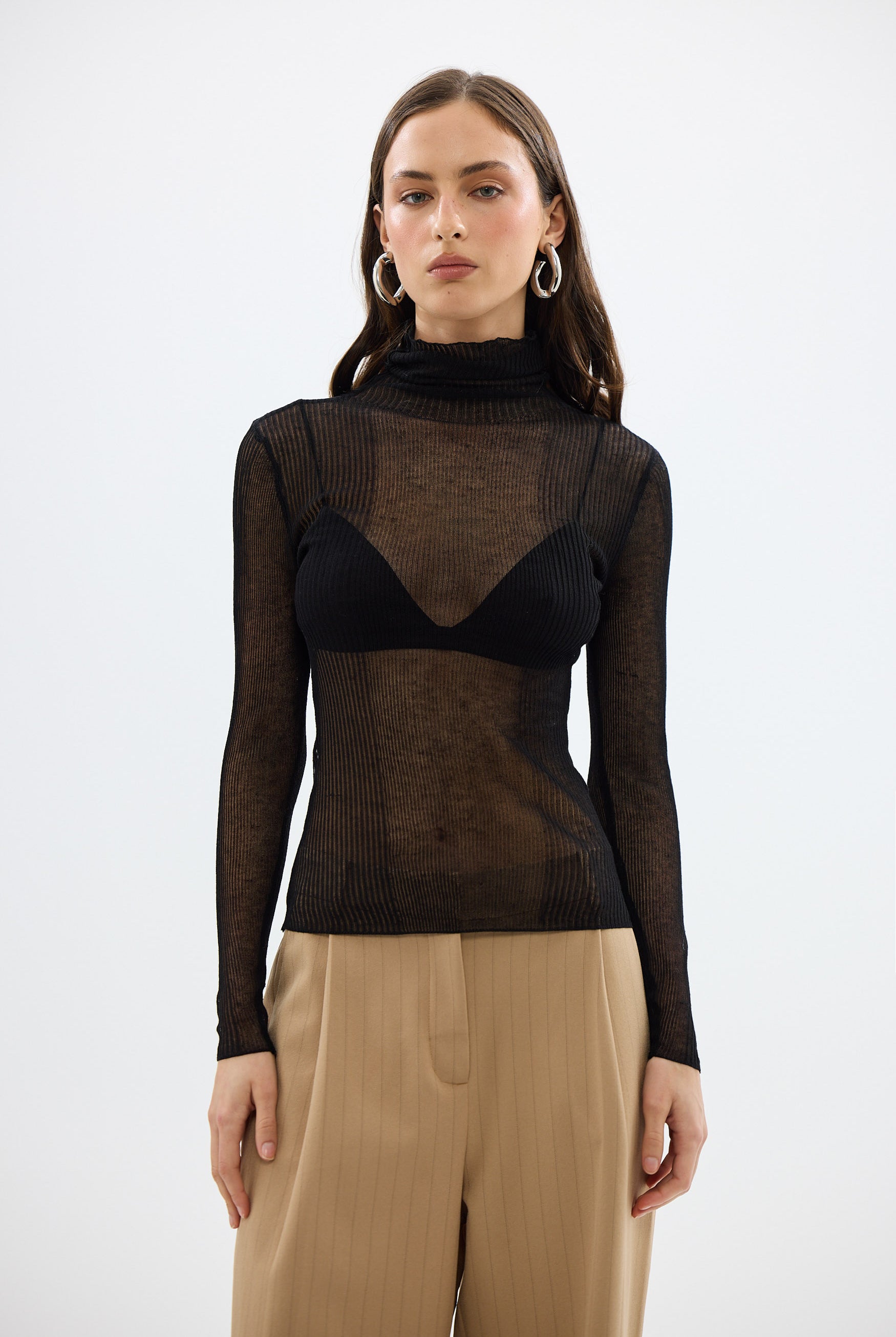 bubish Riley Long Sleeve Sheer Top Black SHEER LONG SLEEVE TOP