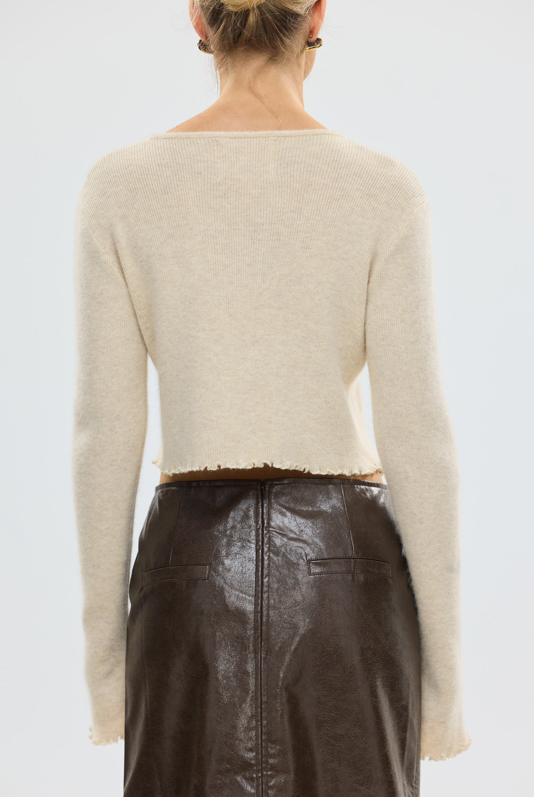 bubish Rosette Cardigan Oatmeal TOP