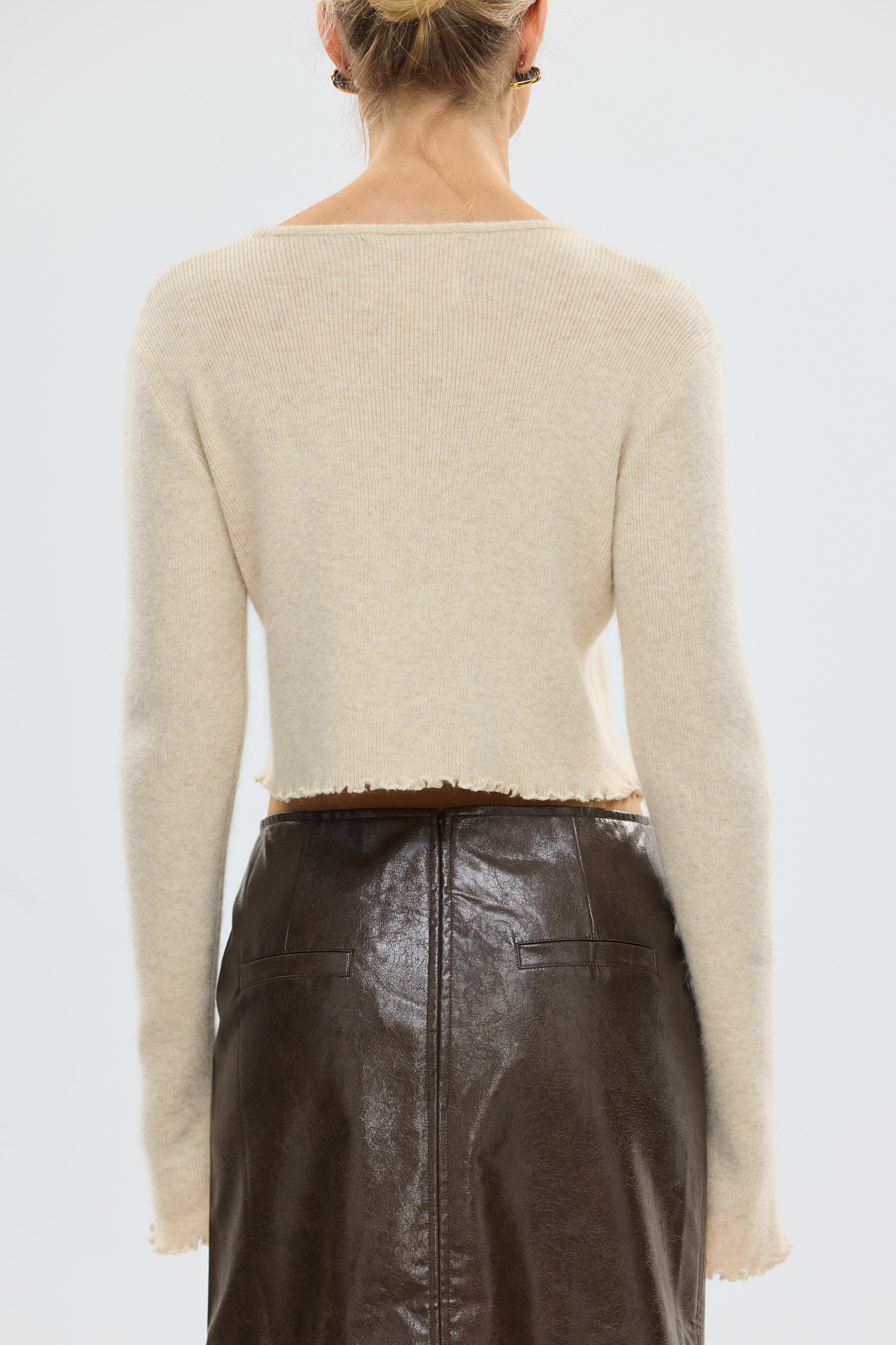 bubish Rosette Cardigan Oatmeal TOP