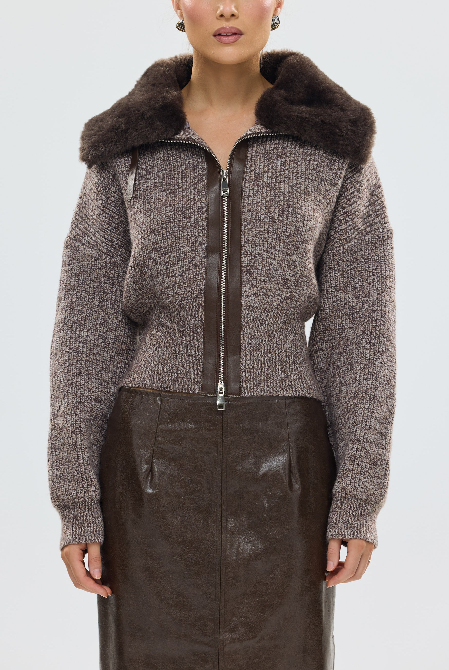 bubish Ruby Wool Knit Cardigan Chocolate Marle WOOL CARDIGAN