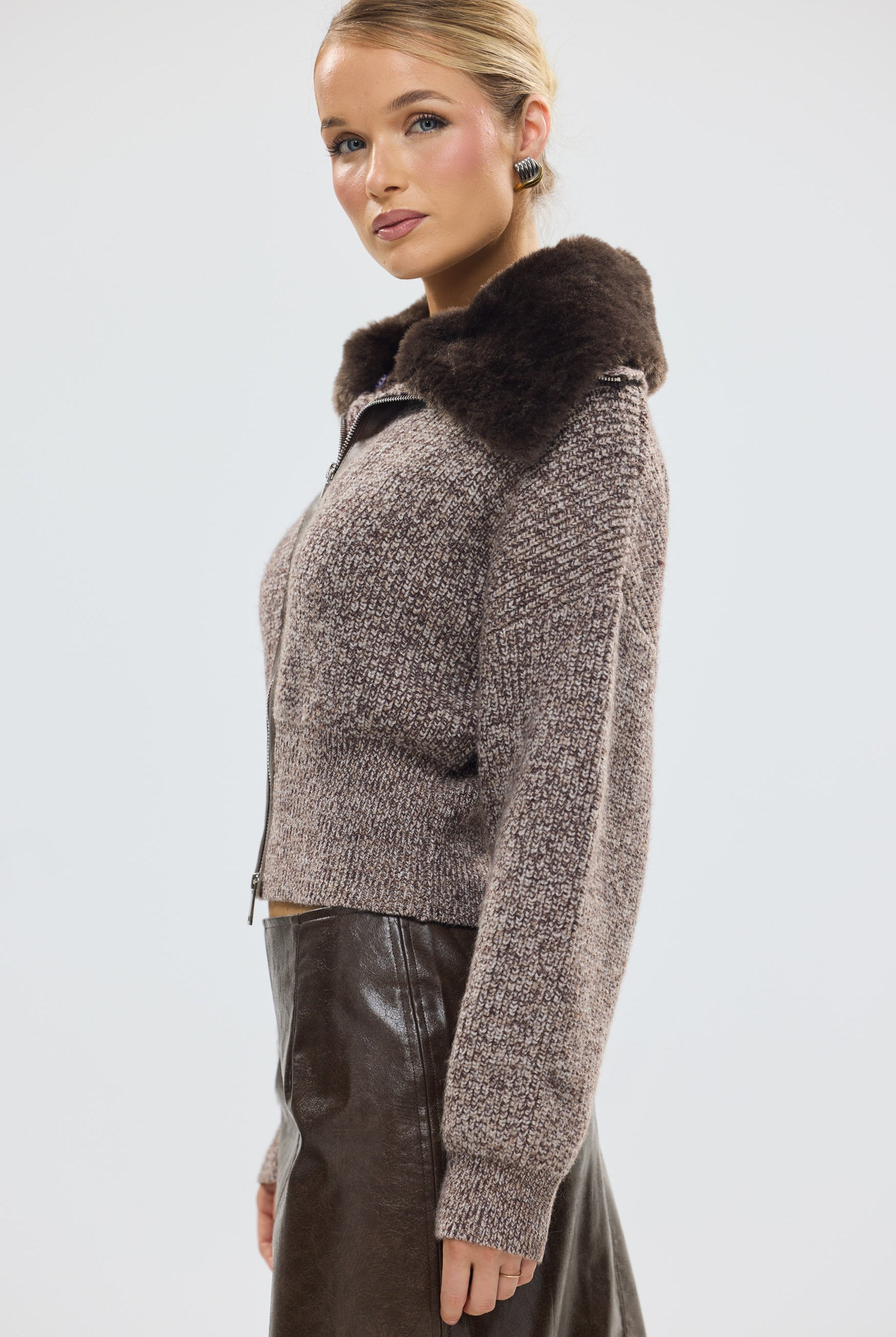 bubish Ruby Wool Knit Cardigan Chocolate Marle WOOL CARDIGAN