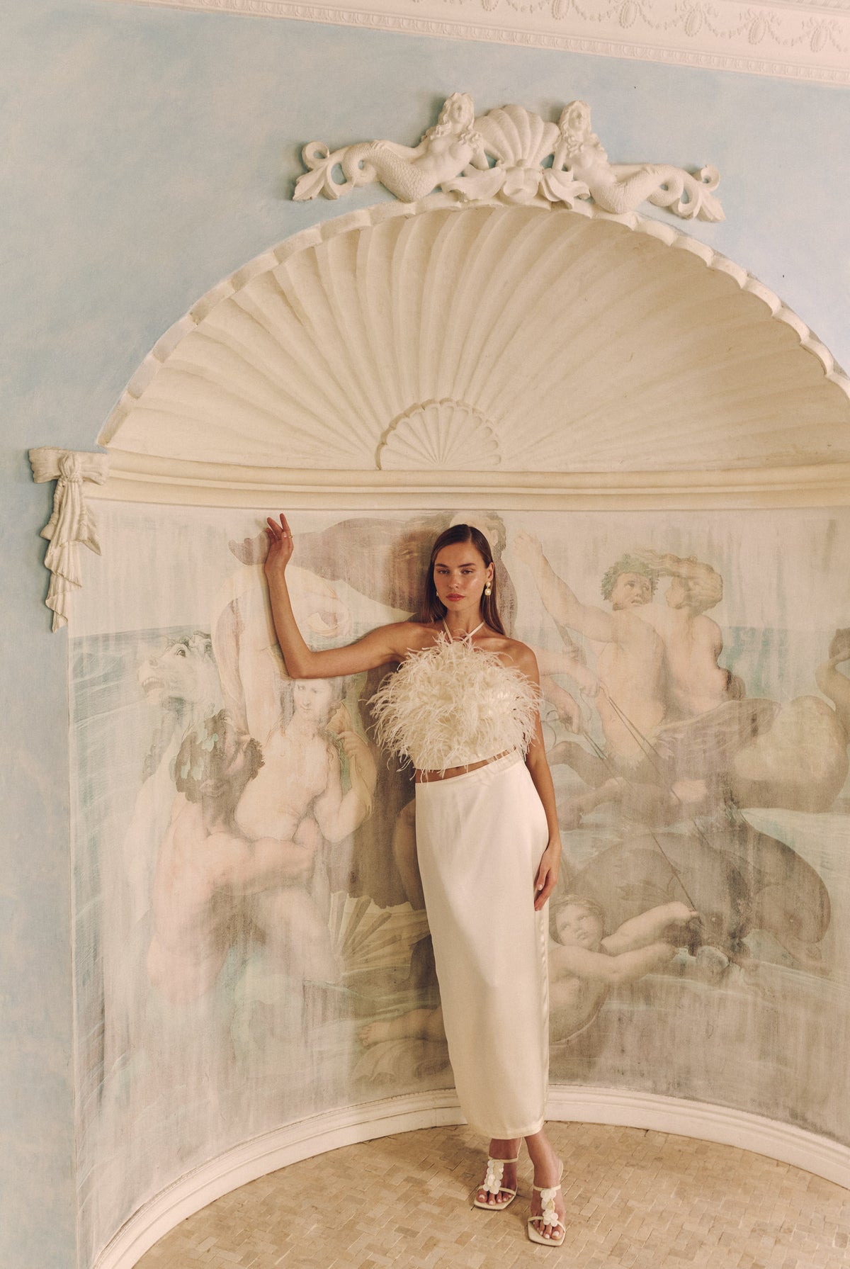 bubish Iris Feather Top Ivory FEATHER PARTY TOP