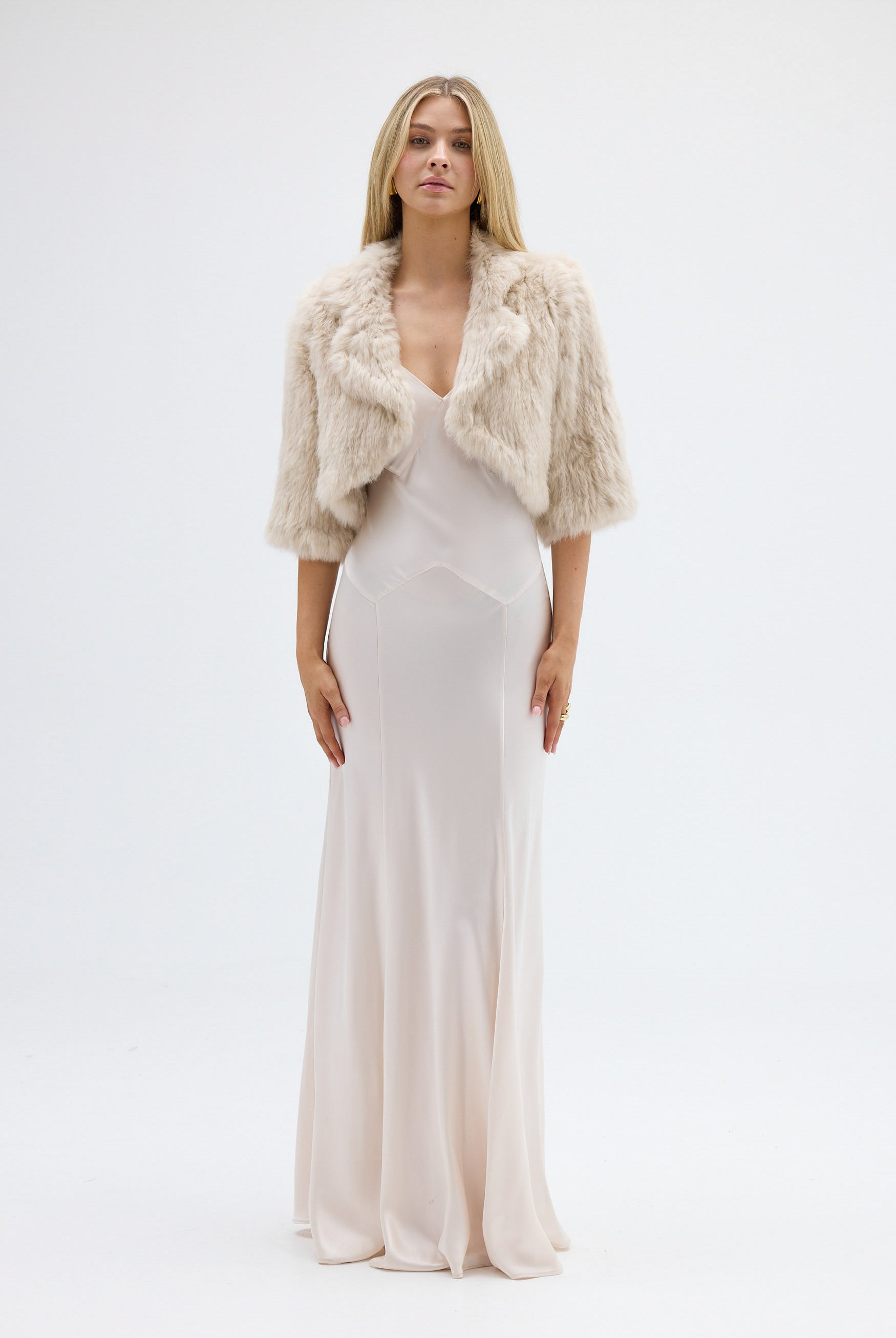 bubish Susie Fur Bolero Oatmeal JACKET