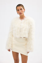 bubish Manhattan Crop Feather Jacket Ivory JACKET