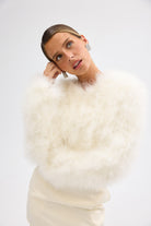 bubish Manhattan Crop Feather Jacket Ivory JACKET