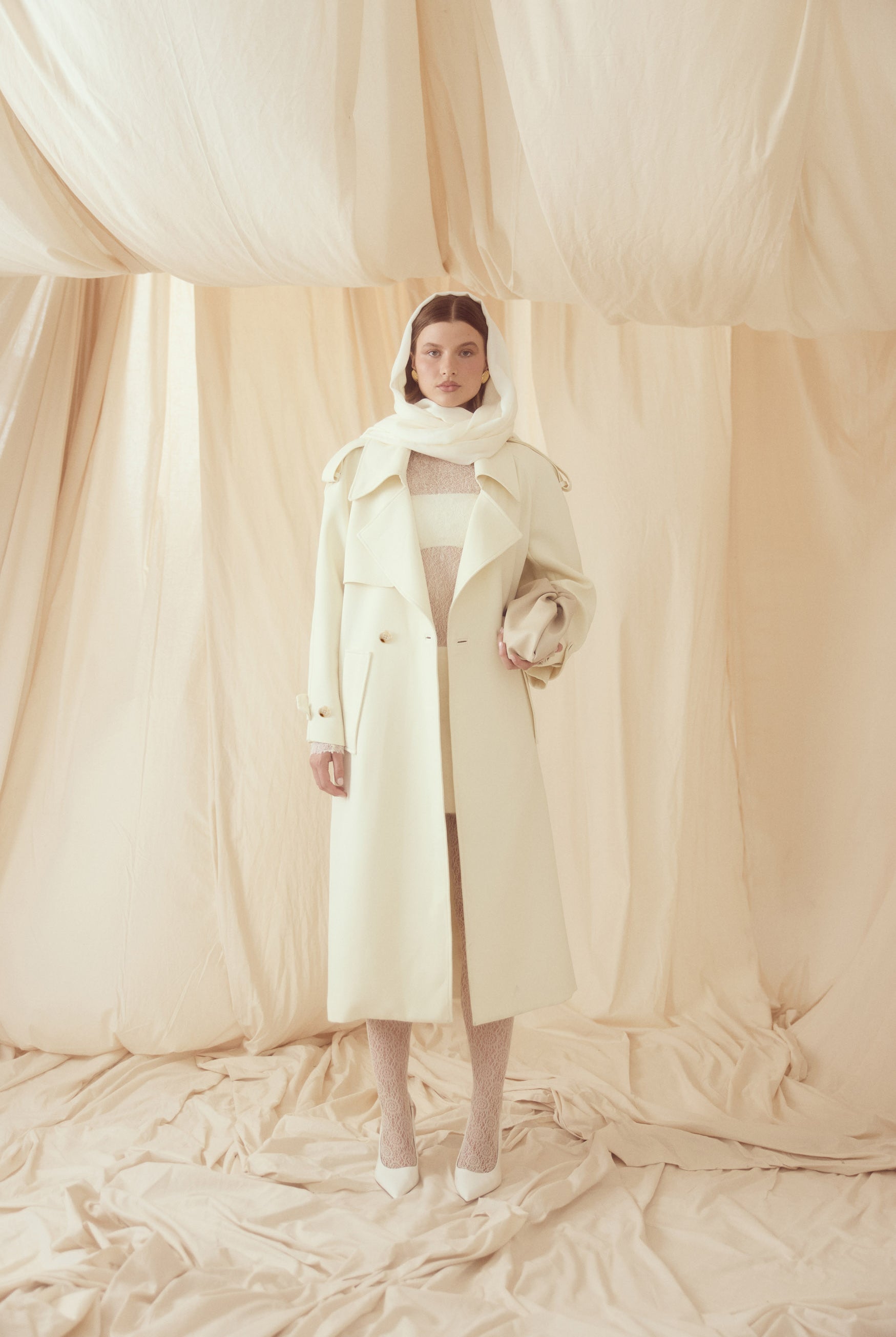 bubish Dillon Trench Coat Ivory JACKET